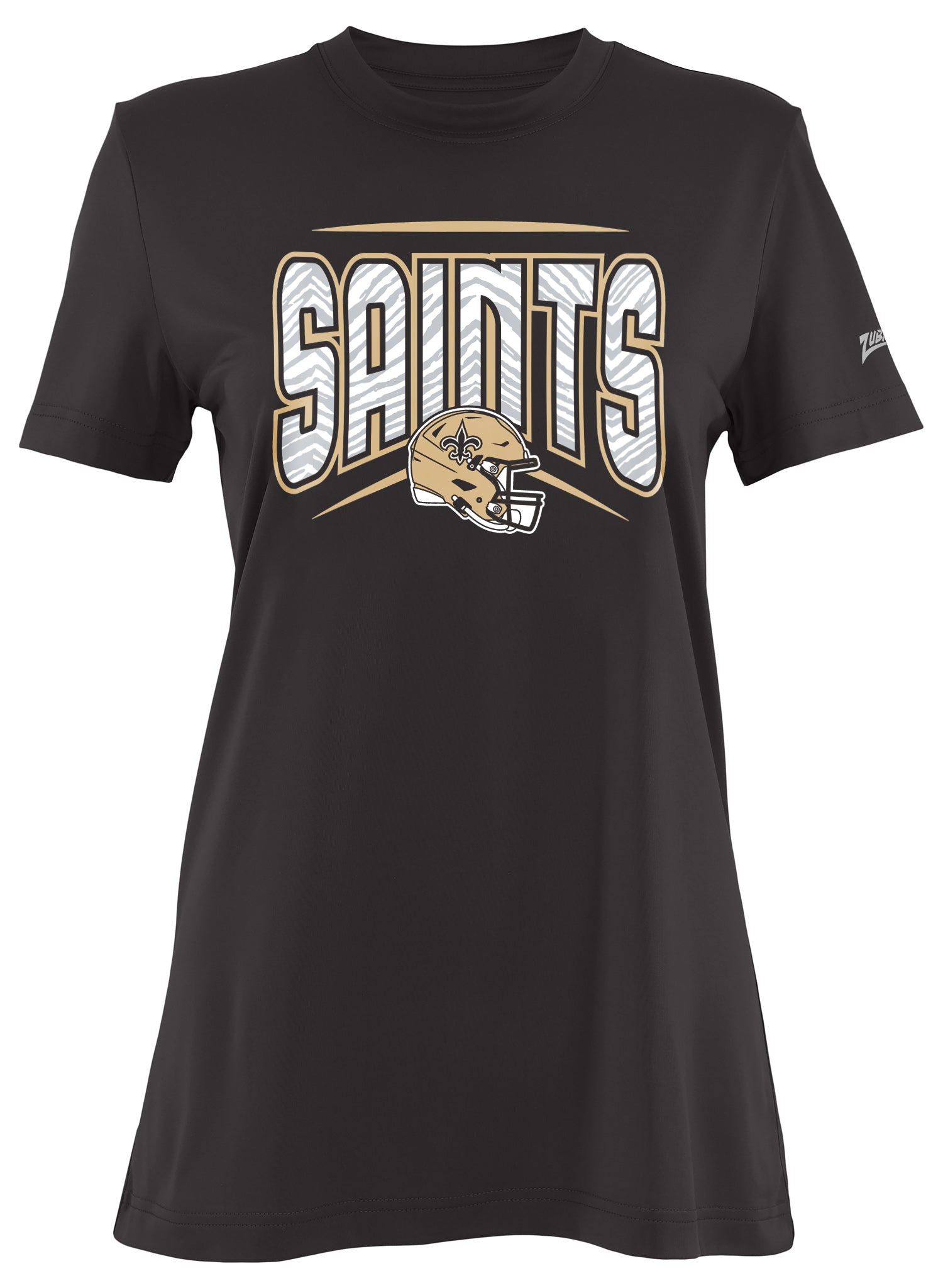 Zubaz NFL Women's Quarterback Team Color Short Sleeve T-Shirt, New Orleans Saints - Official NFL Saints Zubaz Apparel (1 of 3
