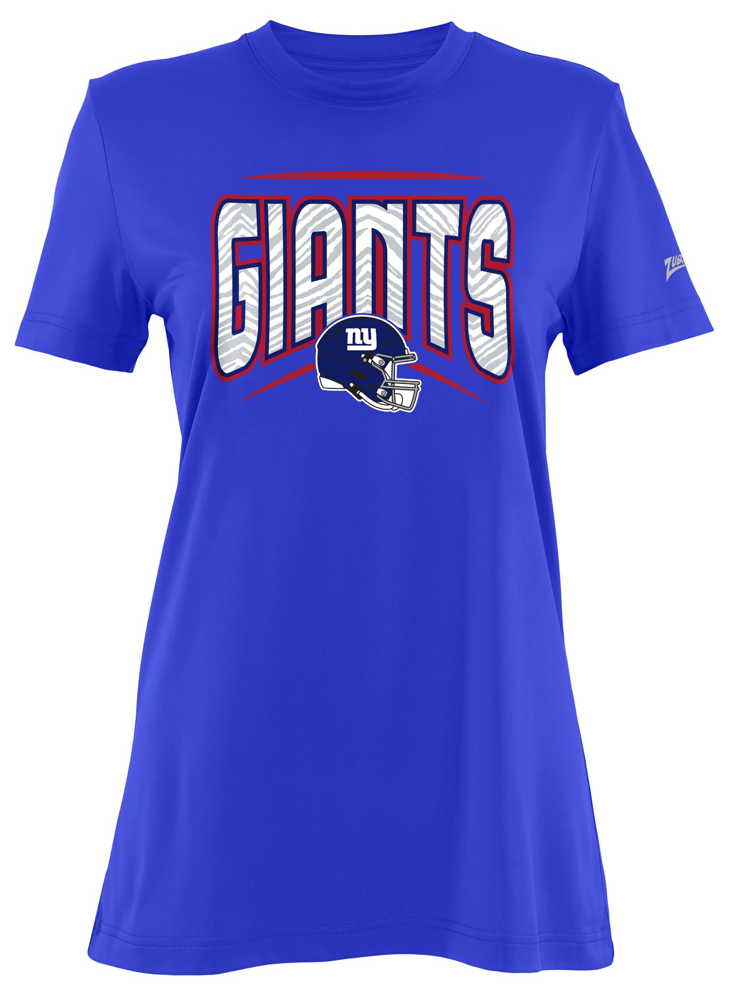 Zubaz NFL Women's Quarterback Team Color Short Sleeve T-Shirt, New York Giants