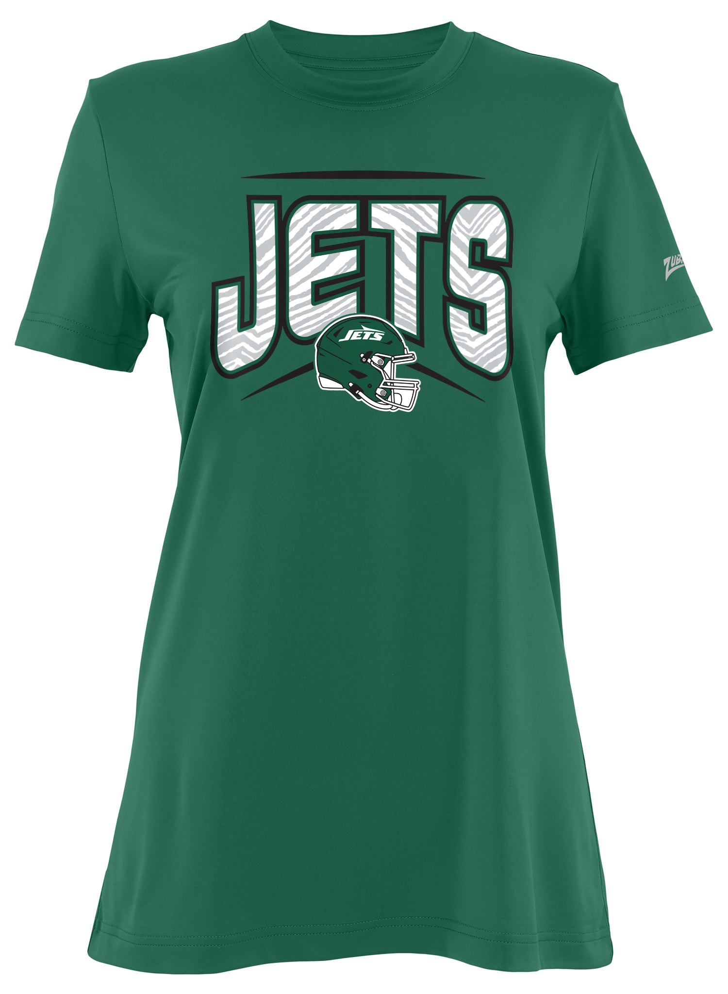 Zubaz NFL Women's Quarterback Team Color Short Sleeve T-Shirt, New York Jets