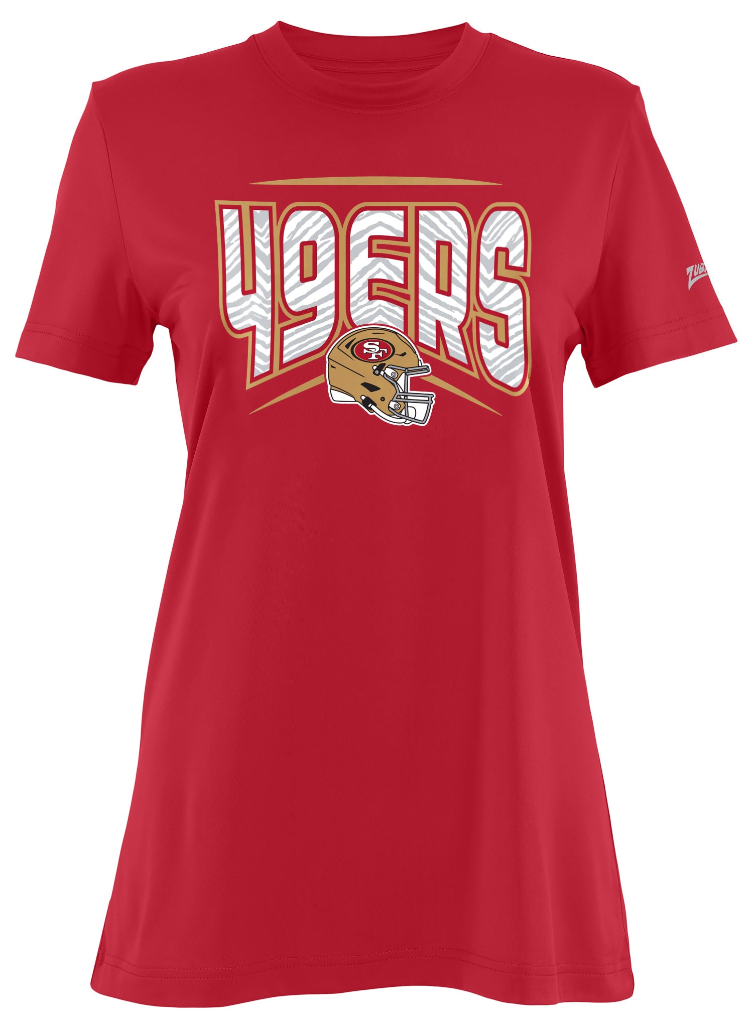Zubaz NFL Women's Quarterback Team Color Short Sleeve T-Shirt, San Francisco 49ers