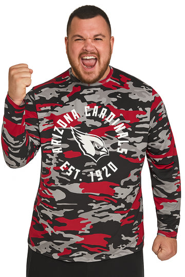 Zubaz NFL Men's Camo Alternate Color with White Circle Logo Long Sleeve T-Shirt, Arizona Cardinals