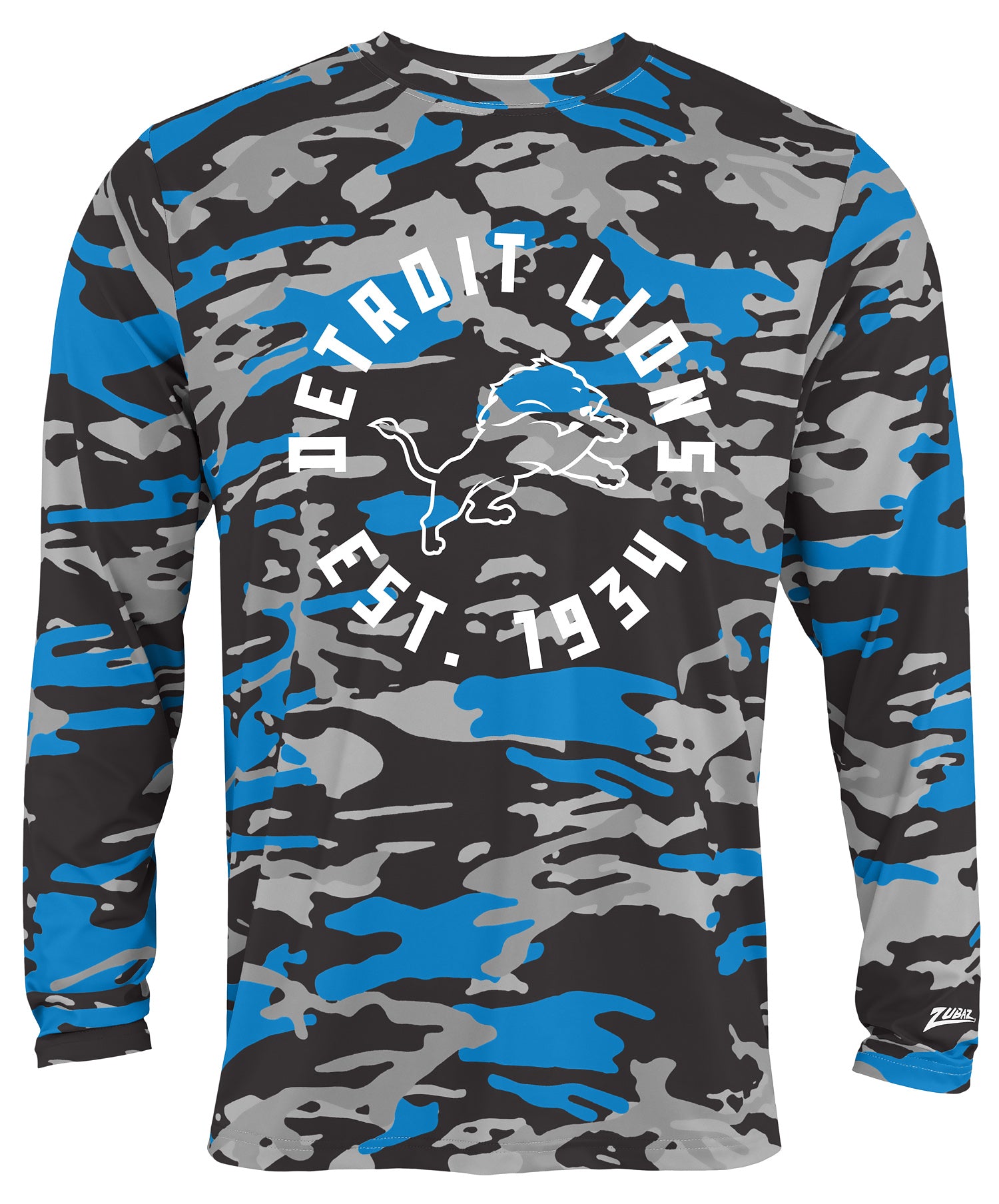Zubaz NFL Men's Camo Alternate Color with White Circle Logo Long Sleeve T-Shirt, Detroit Lions