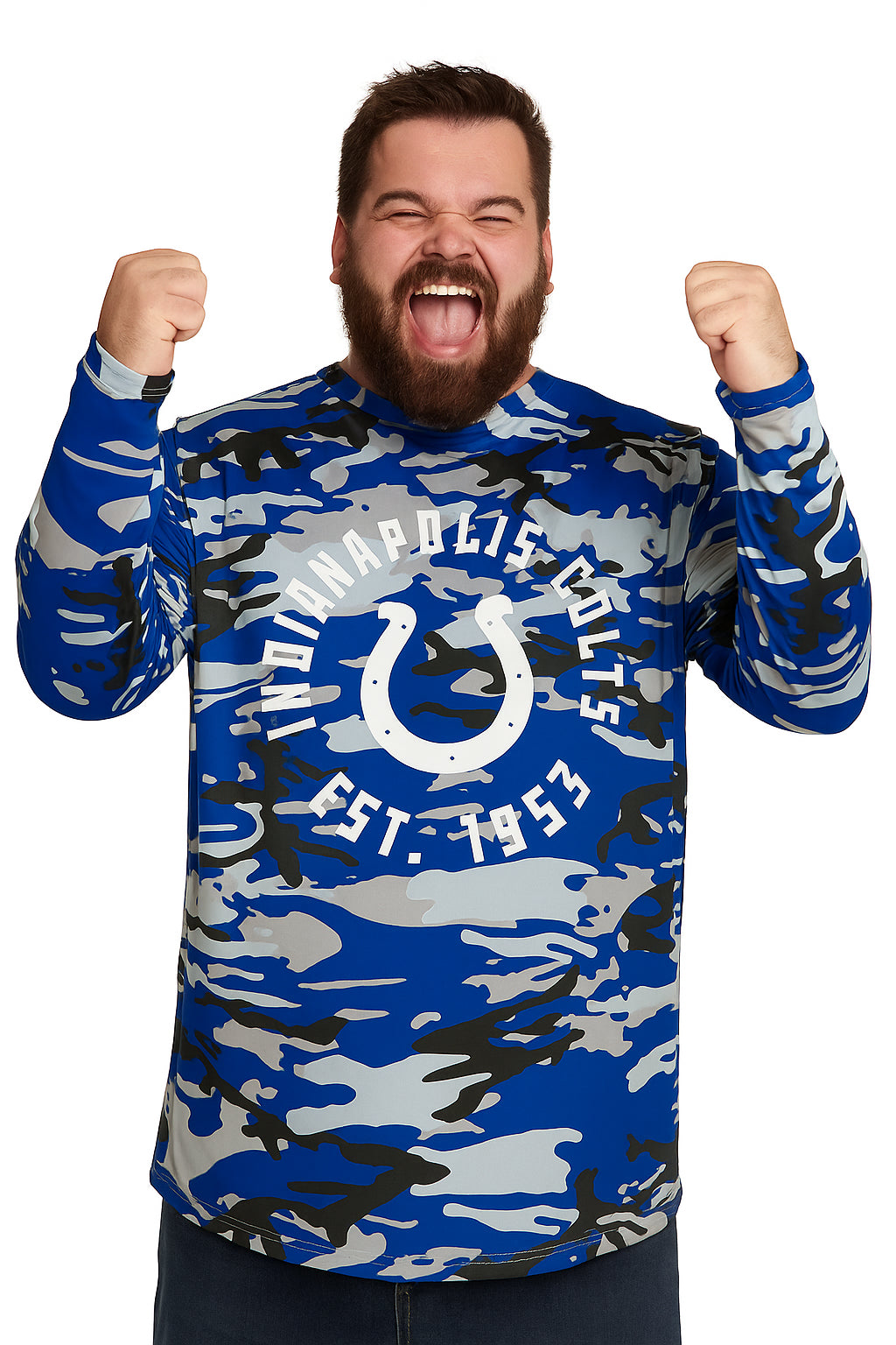 Zubaz NFL Men's Camo Alternate Color with White Circle Logo Long Sleeve T-Shirt, Indianapolis Colts