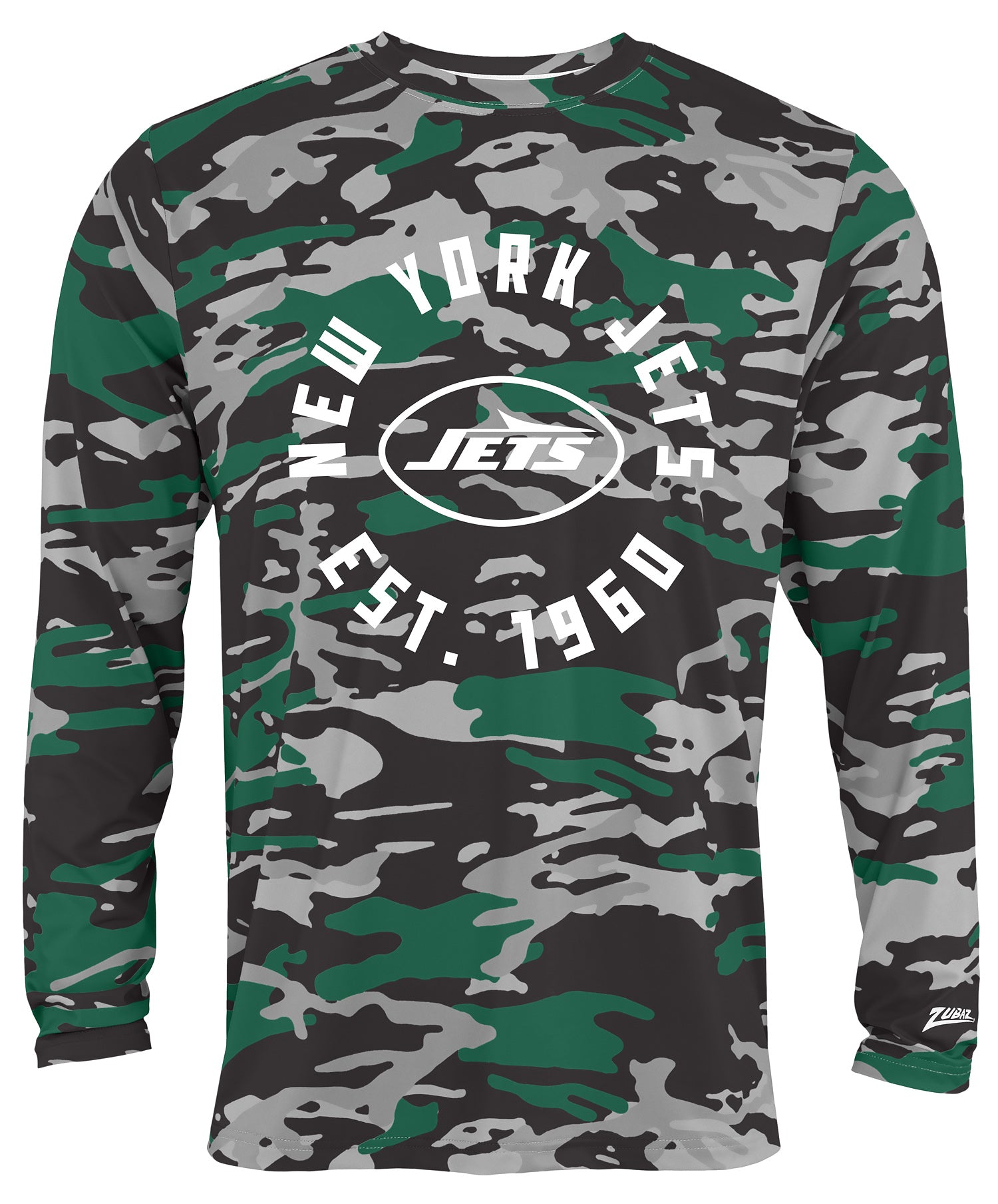 Zubaz NFL Men's Camo Alternate Color with White Circle Logo Long Sleeve T-Shirt, New York Jets
