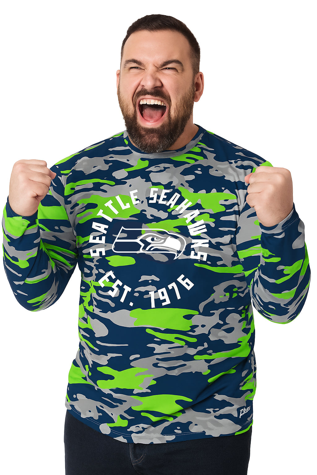 Zubaz NFL Men's Camo Alternate Color with White Circle Logo Long Sleev