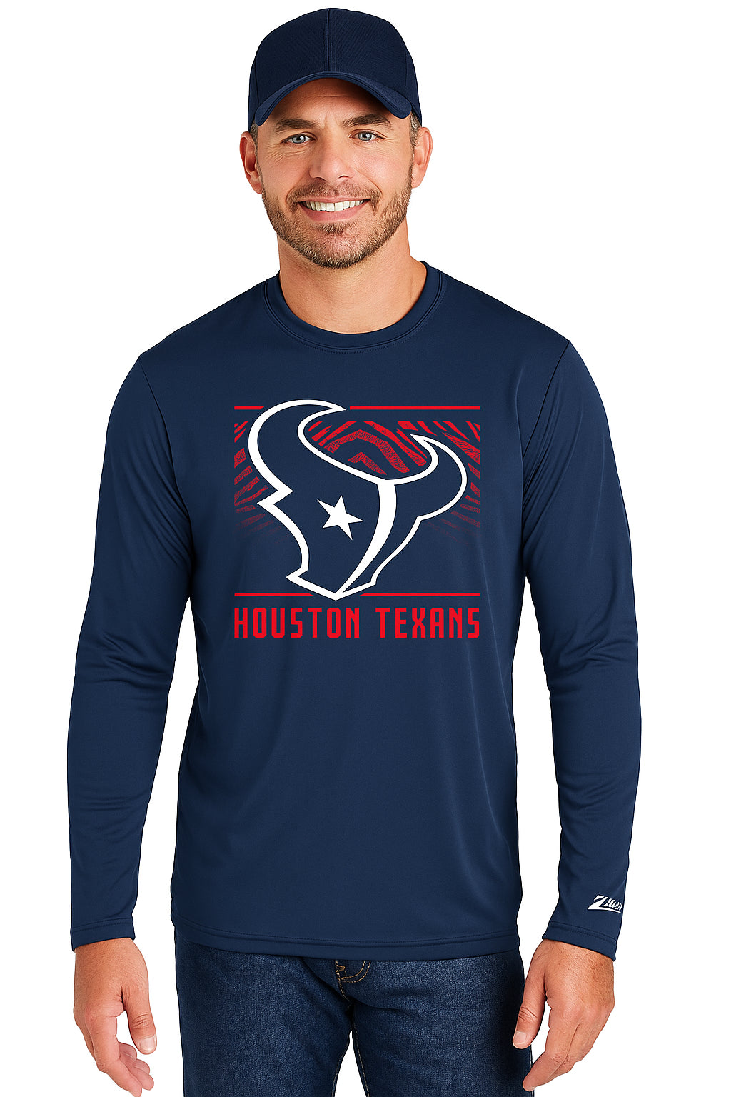 Zubaz NFL Men's Team Color Tunnel Long Sleeve T-Shirt, Houston Texans