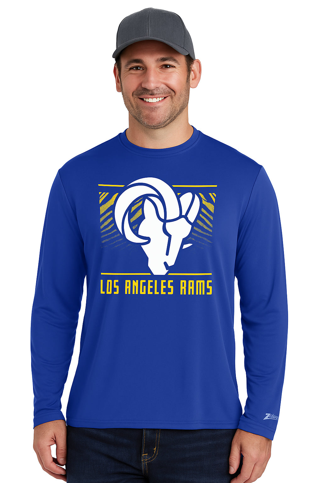Zubaz NFL Men's Team Color Tunnel Long Sleeve T-Shirt, Los Angeles Ram