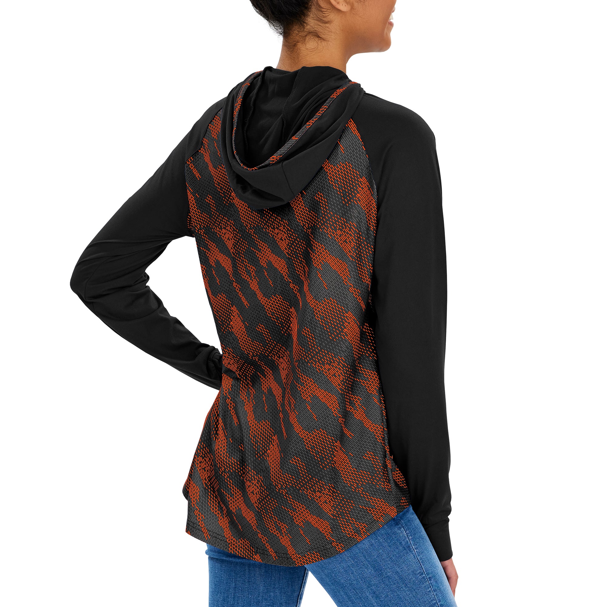 Zubaz Women's Cincinnati Bengals Elevated Hoodie W/ Tonal Viper Print