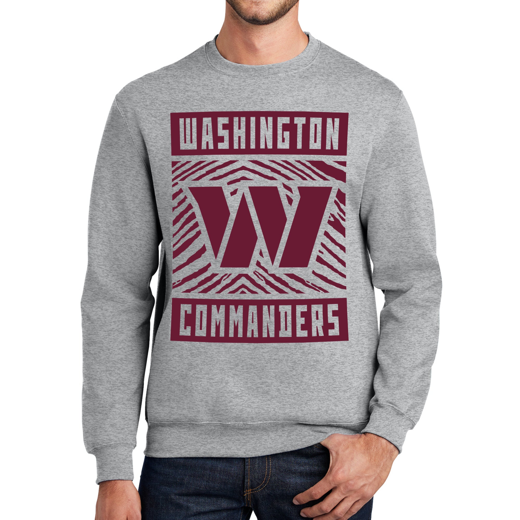 Zubaz NFL Men's Crewneck Sweatshirt With Zebra Graphic, Washington Commanders - Official NFL Commanders Zubaz Apparel