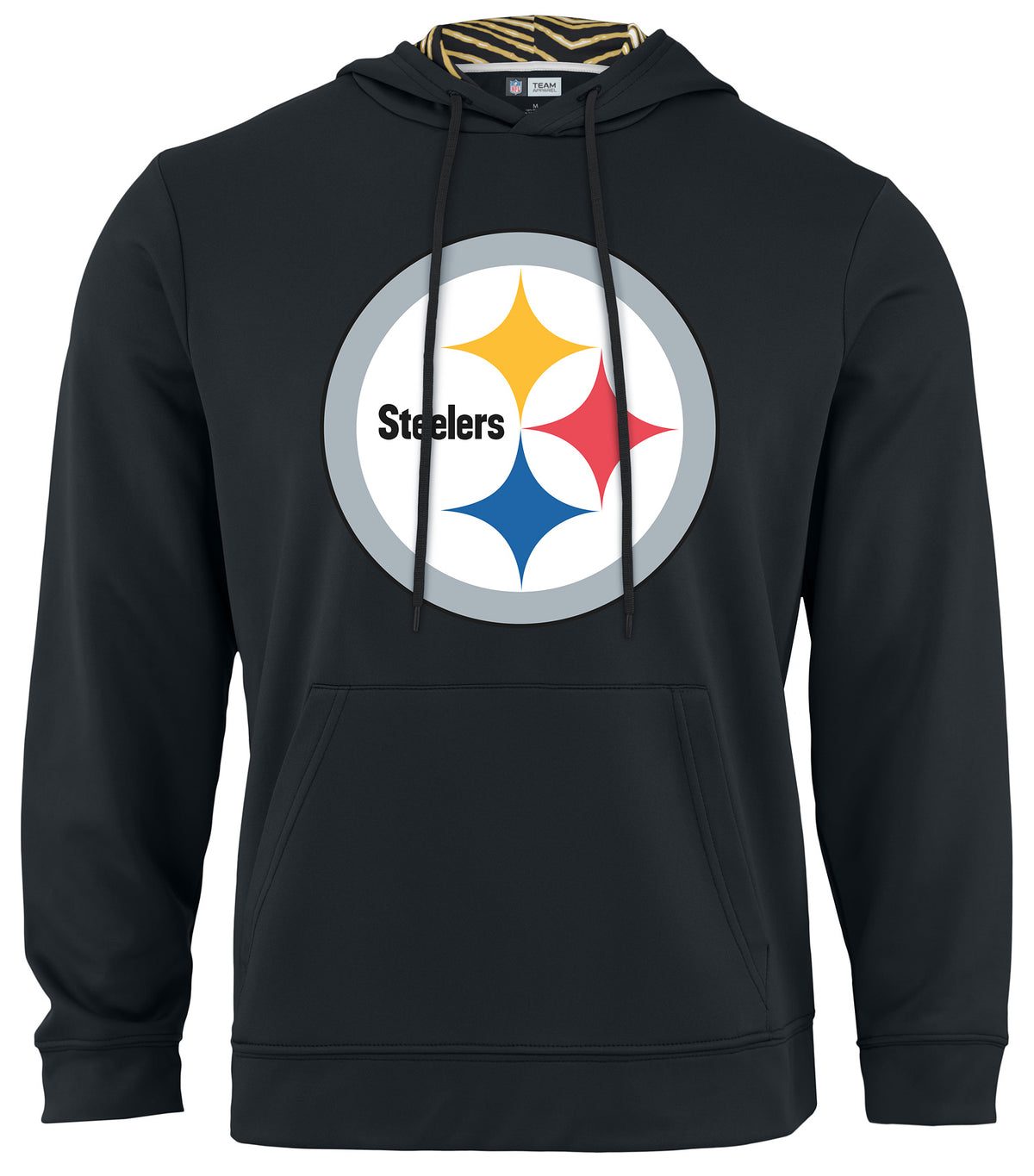 Zubaz NFL Pittsburgh Steelers Men's Team Color Primary Logo Zebra Hood-Liner Hoodie