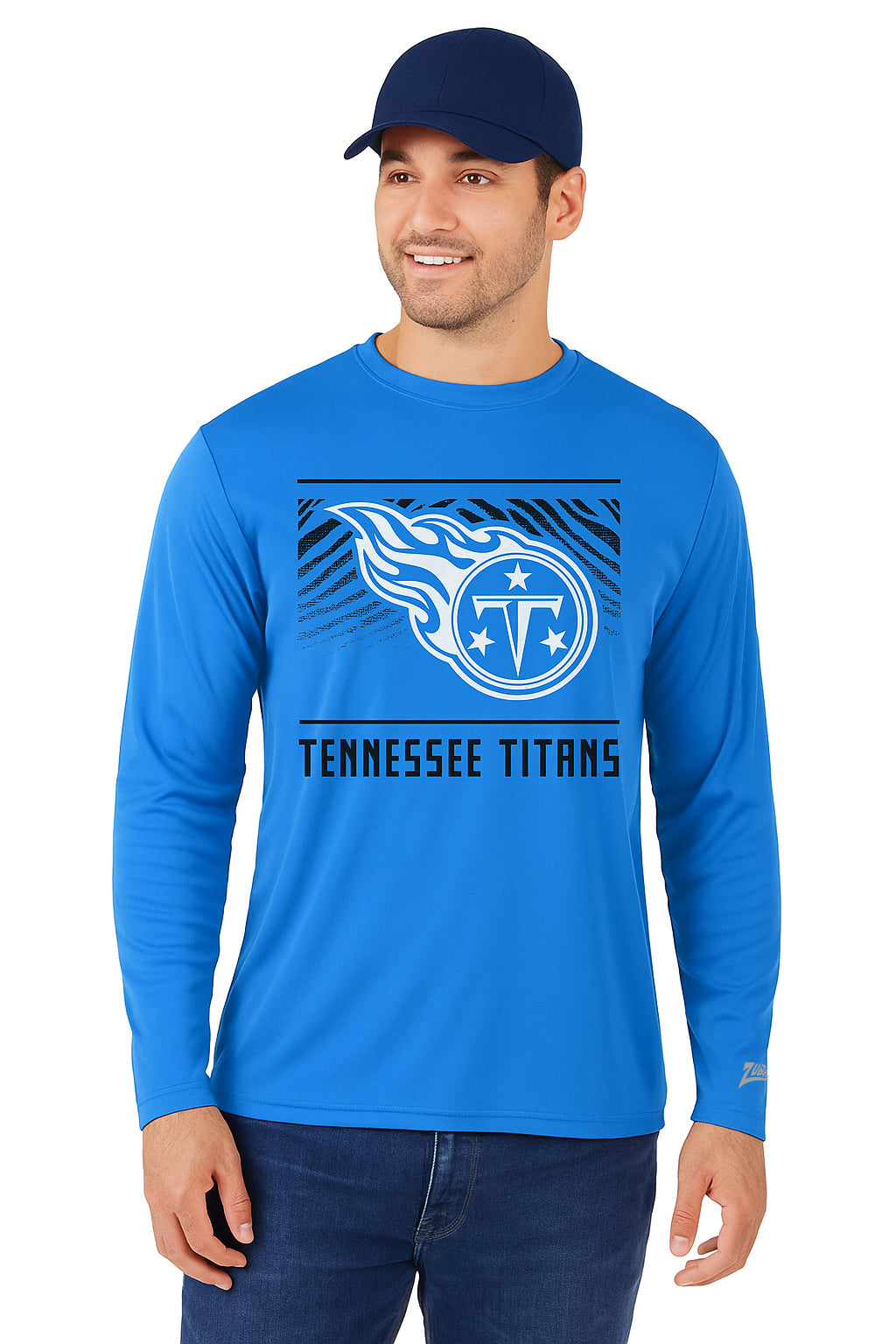 Zubaz NFL Men's Team Color Tunnel Long Sleeve T-Shirt, Tennessee Titan