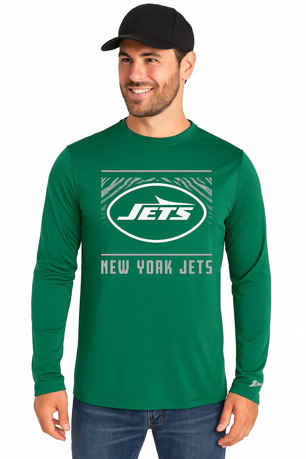 Zubaz NFL Men's Team Color Tunnel Long Sleeve T-Shirt, New York Jets