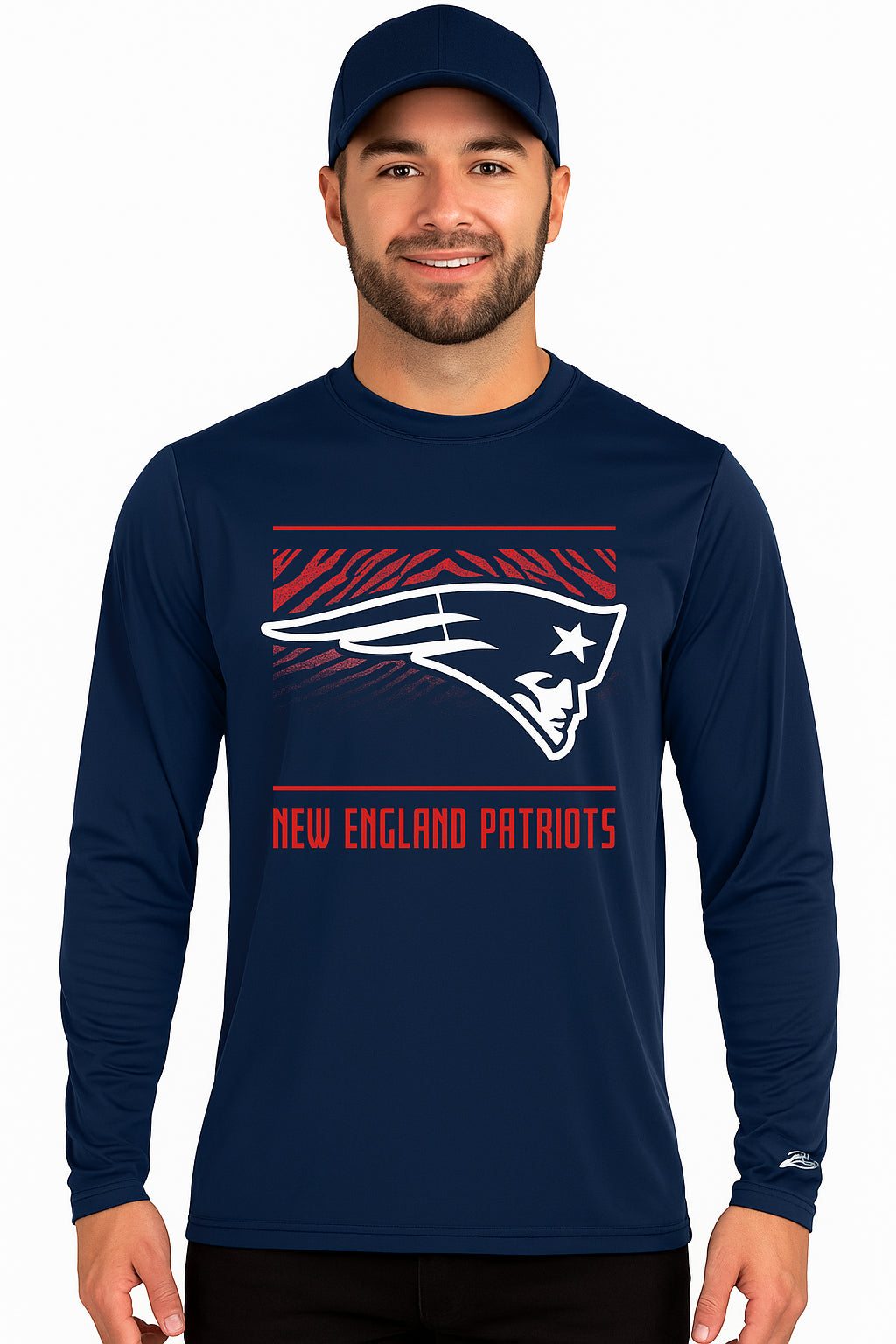 Zubaz NFL Men's Team Color Tunnel Long Sleeve T-Shirt, New England Patriots