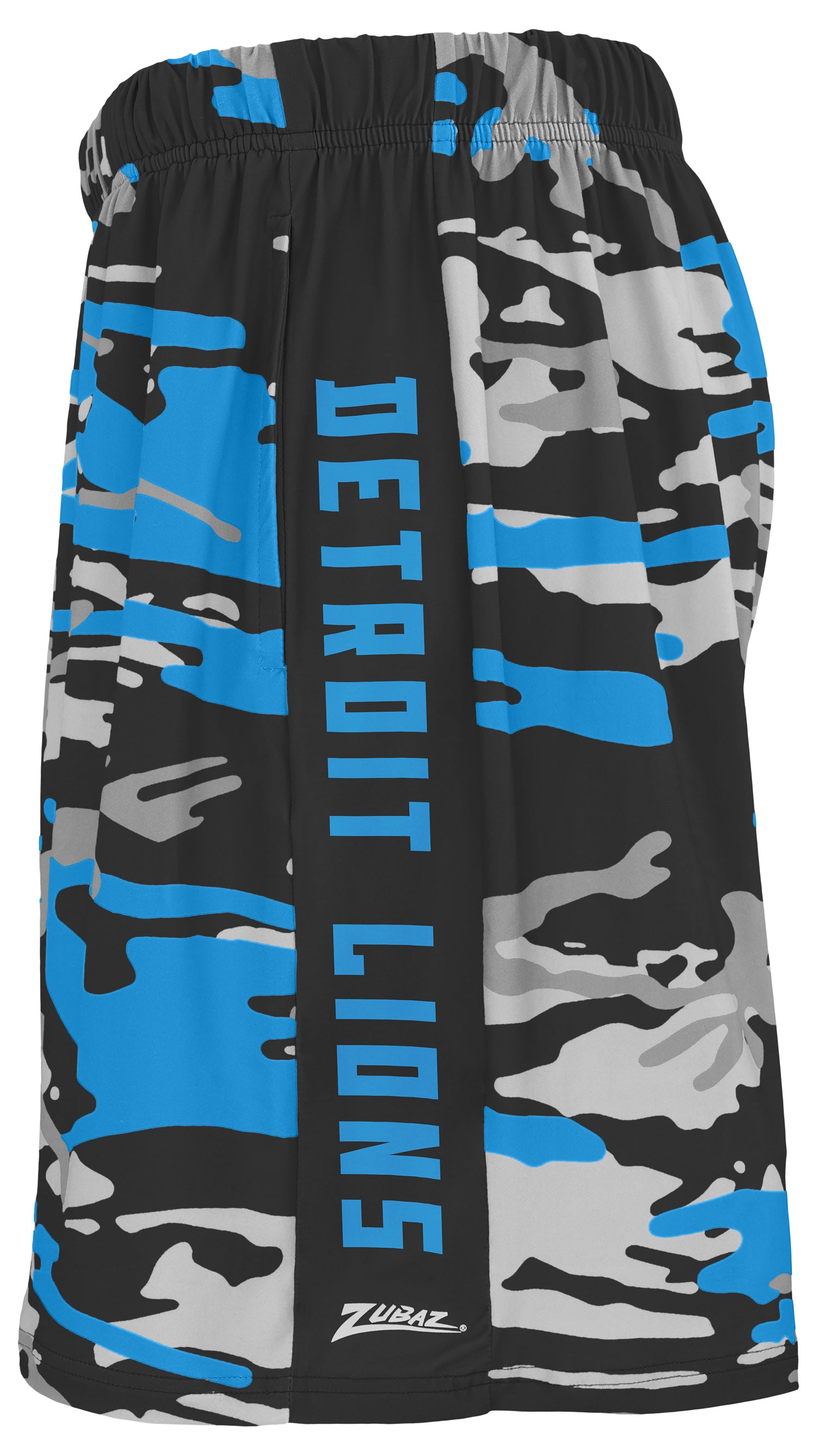 Zubaz NFL Men's 7in Alternate Camo Established Block Text Shorts, Detroit Lions