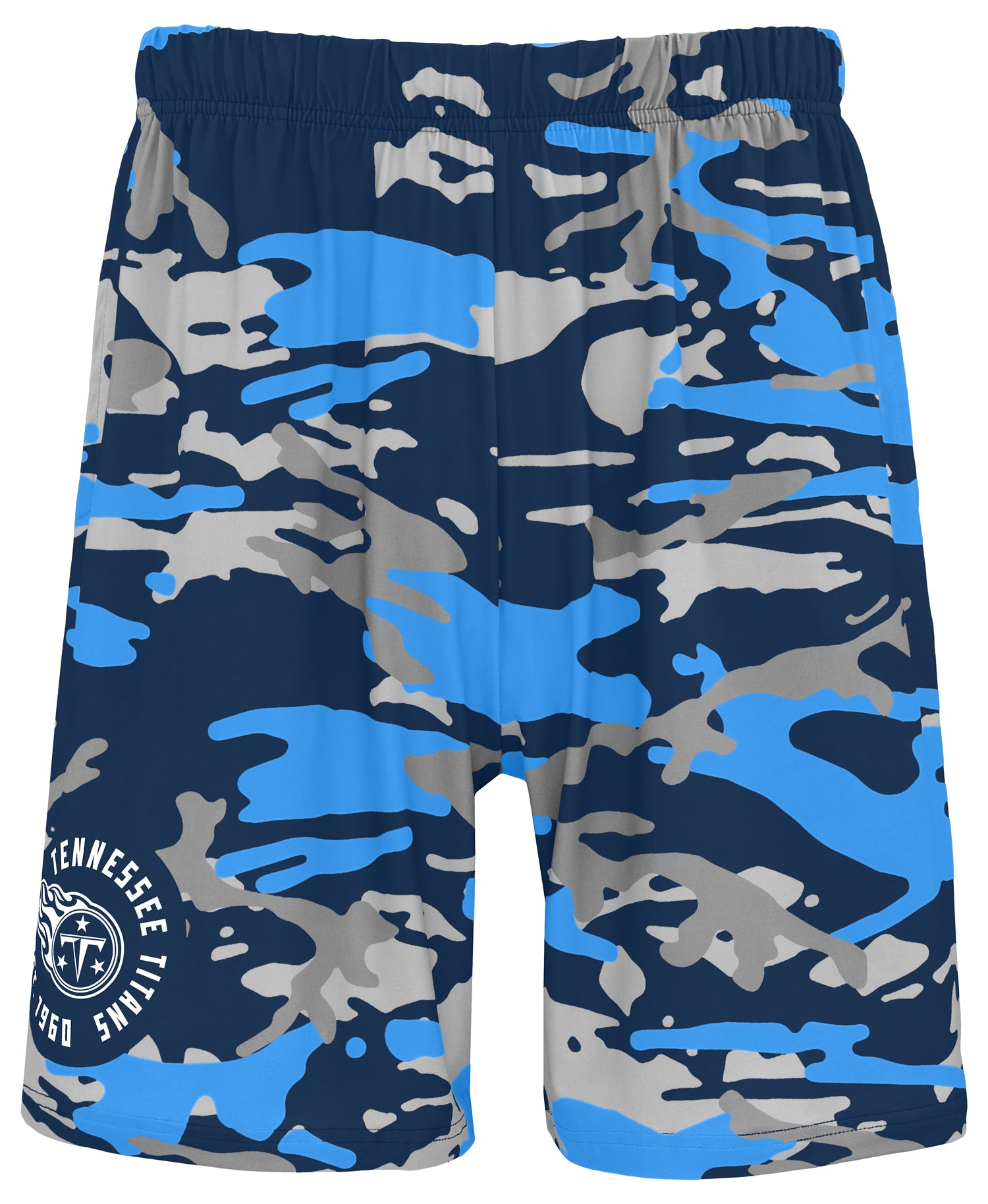 Zubaz NFL Men's 7in Alternate Camo Established Block Text Shorts, Tennessee Titans