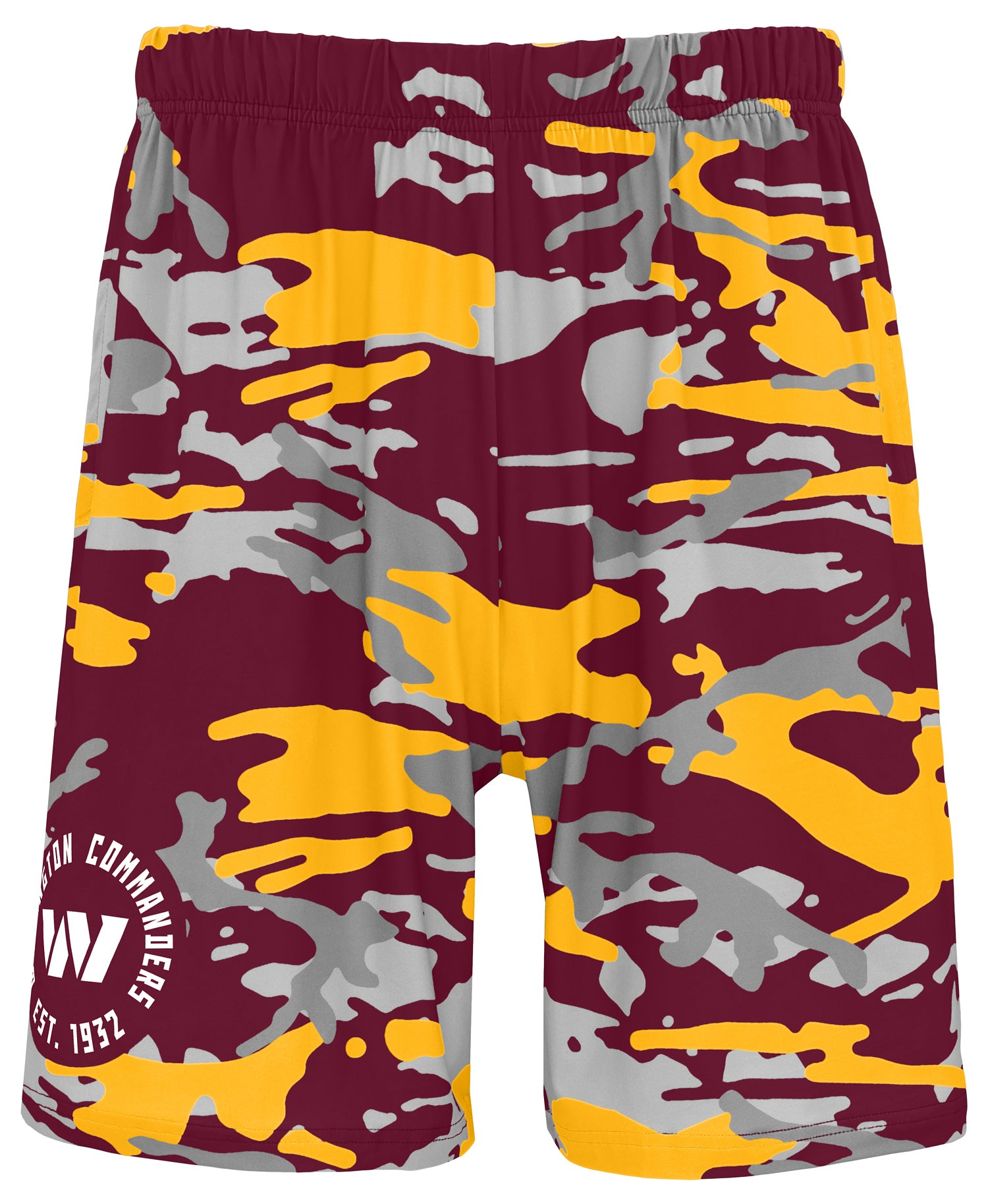 Zubaz NFL Men's 7in Alternate Camo Established Block Text Shorts, Wash