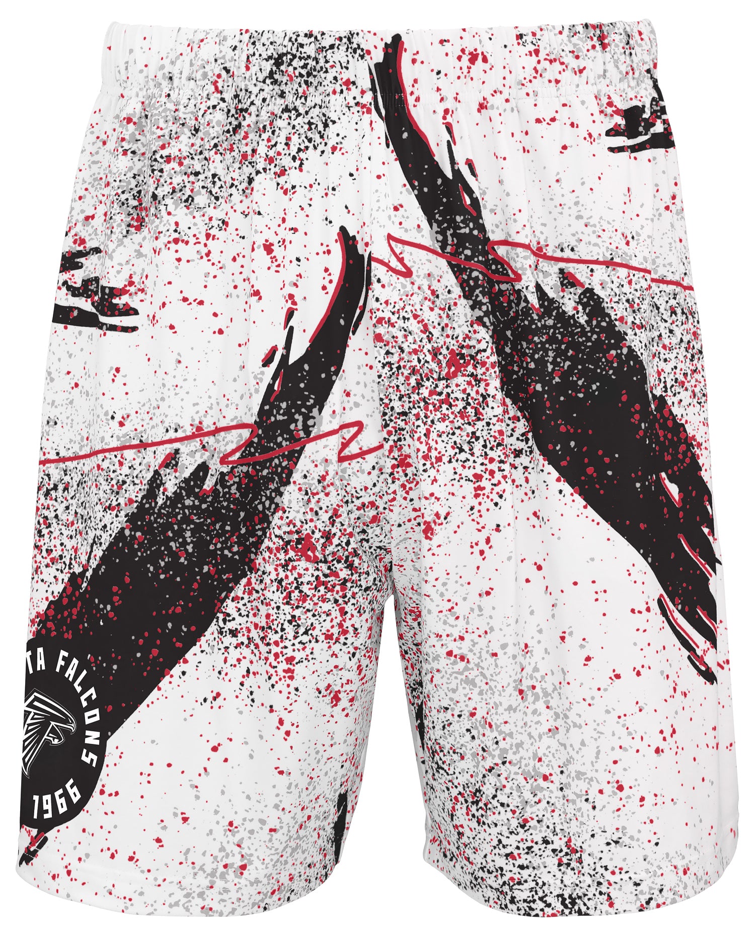Zubaz NFL Men's 7in Confetti Overtime Block Text Shorts, Atlanta Falcons