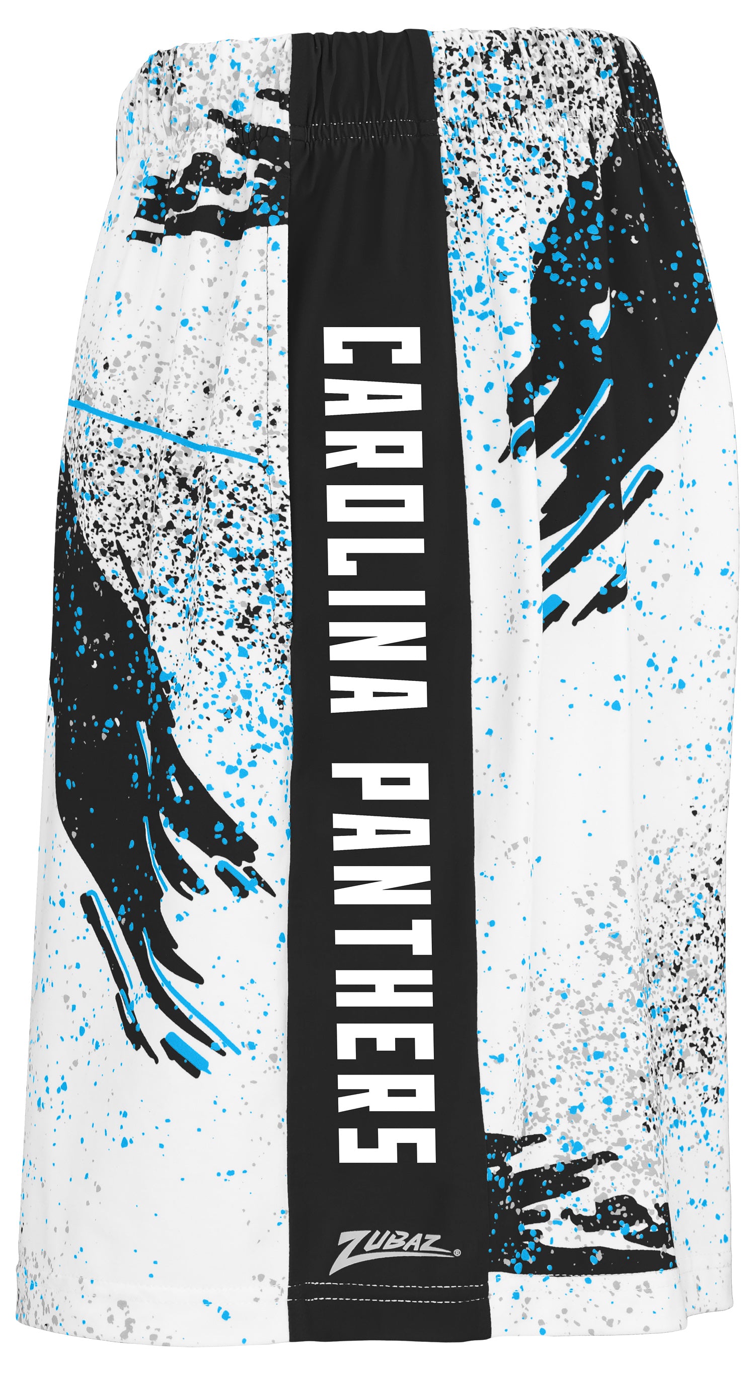Zubaz NFL Men's 7in Confetti Overtime Block Text Shorts, Carolina Panthers
