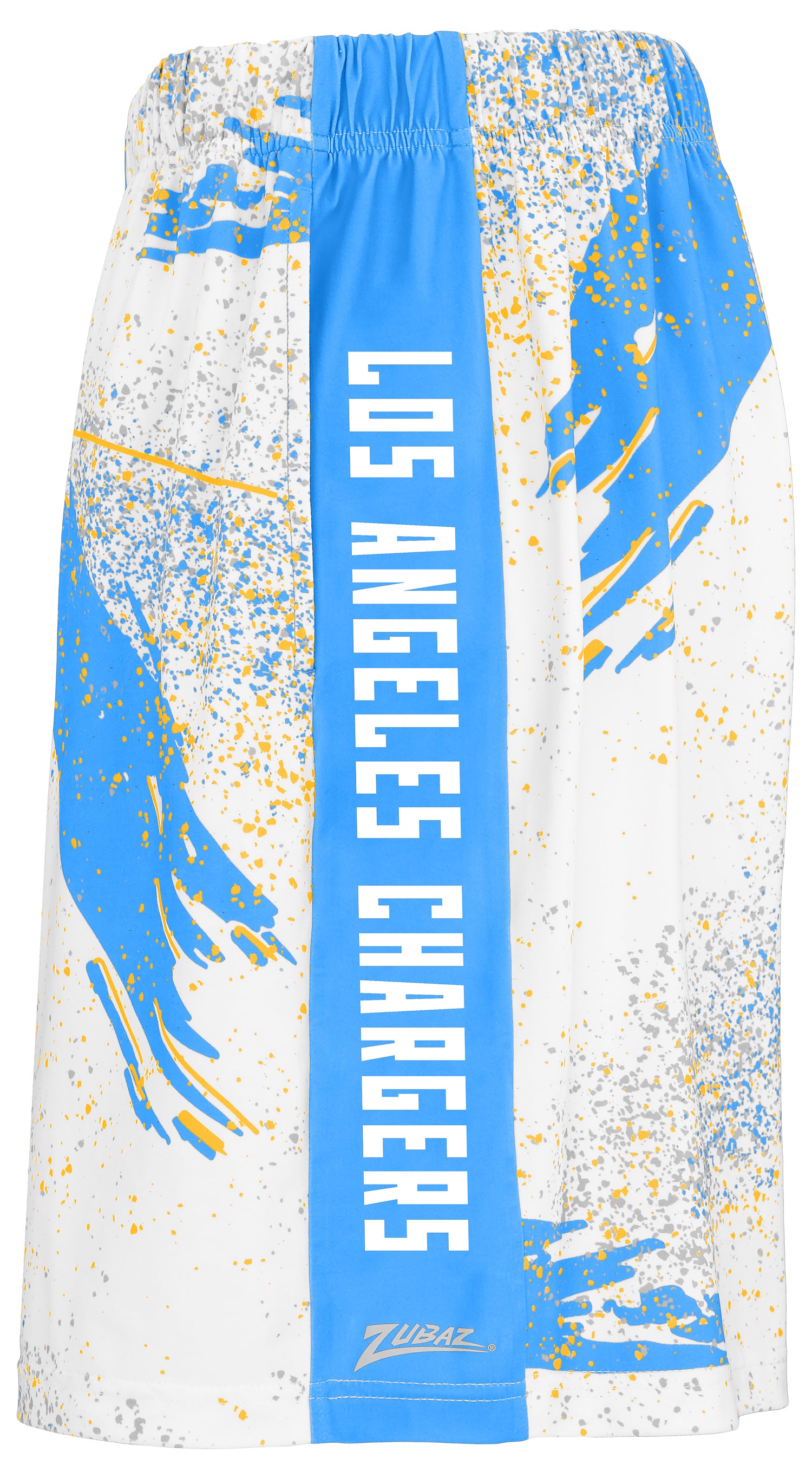 Zubaz NFL Men's 7in Confetti Overtime Block Text Shorts, Los Angeles Chargers