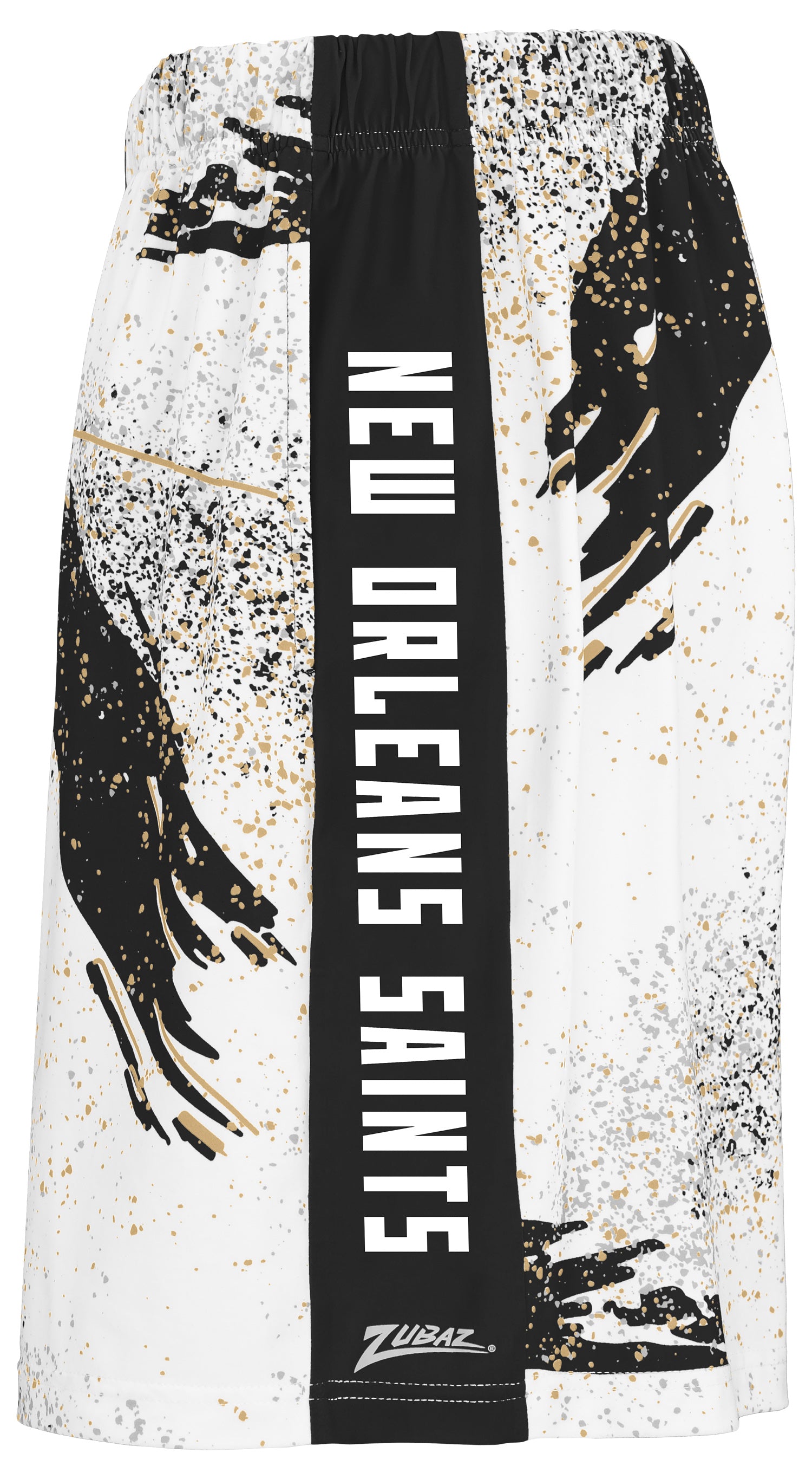 Zubaz NFL Men's 7in Confetti Overtime Block Text Shorts, New Orleans Saints