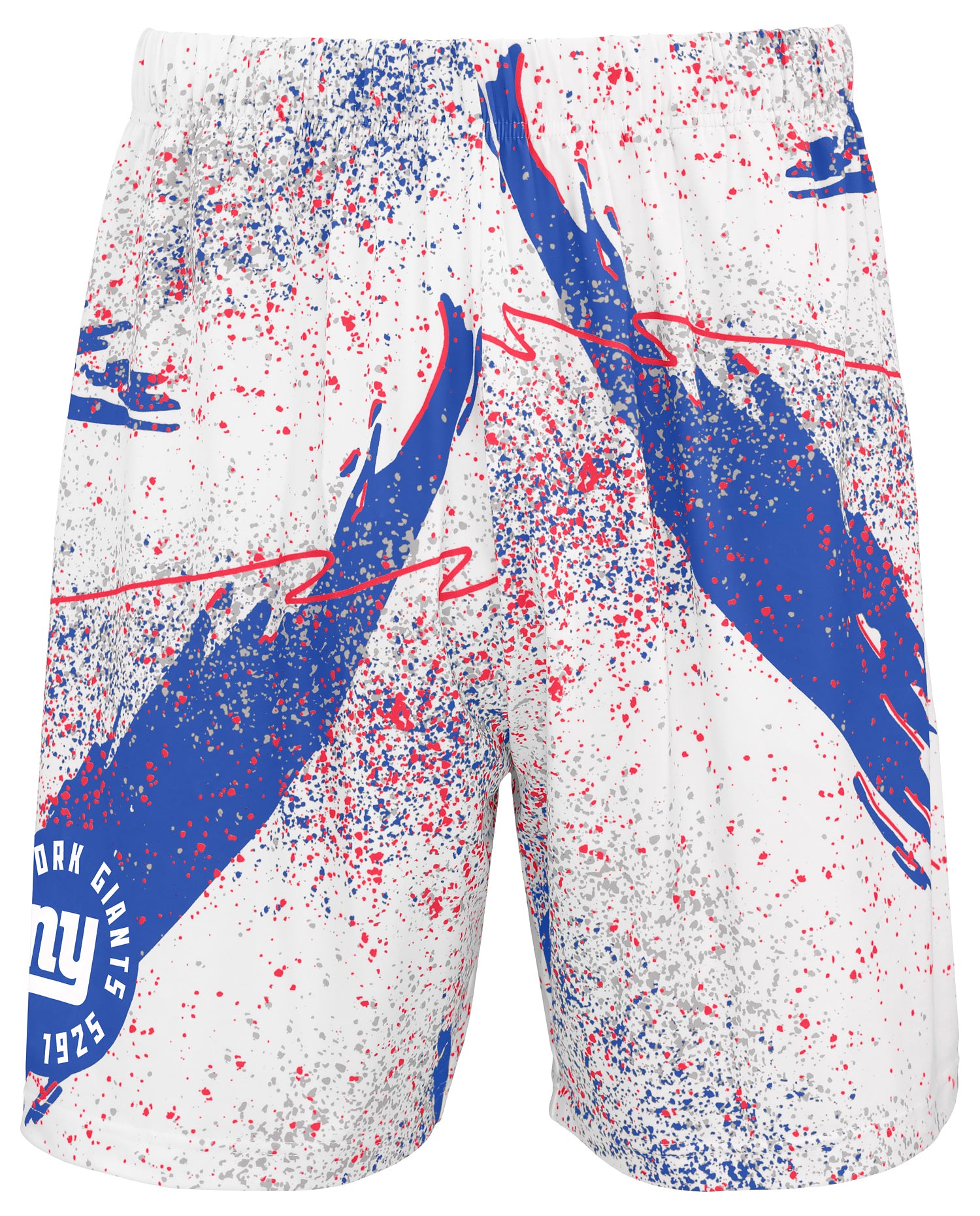 Zubaz NFL Men's 7in Confetti Overtime Block Text Shorts, New York Gian