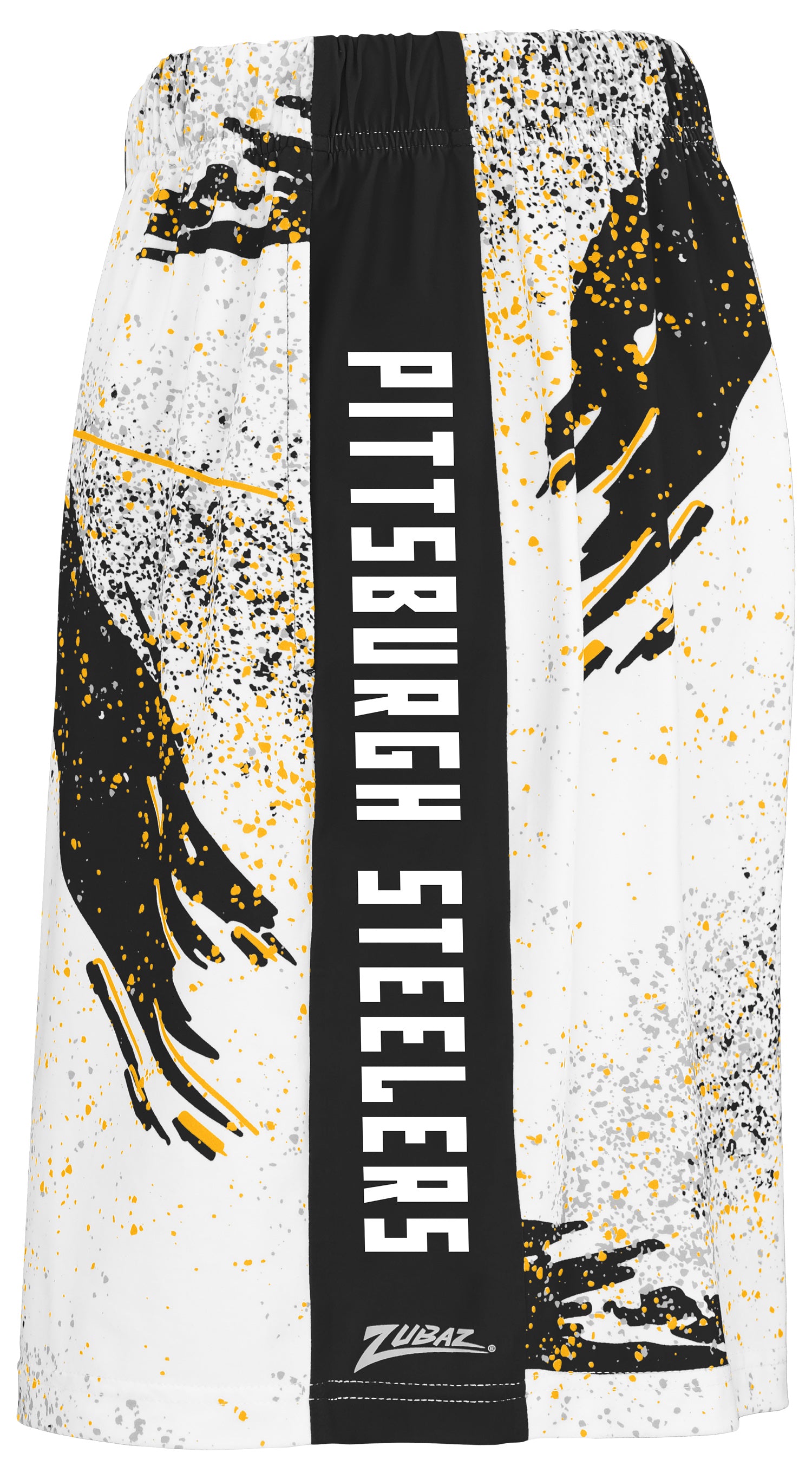 Zubaz NFL Men's 7in Confetti Overtime Block Text Shorts, Pittsburgh Steelers