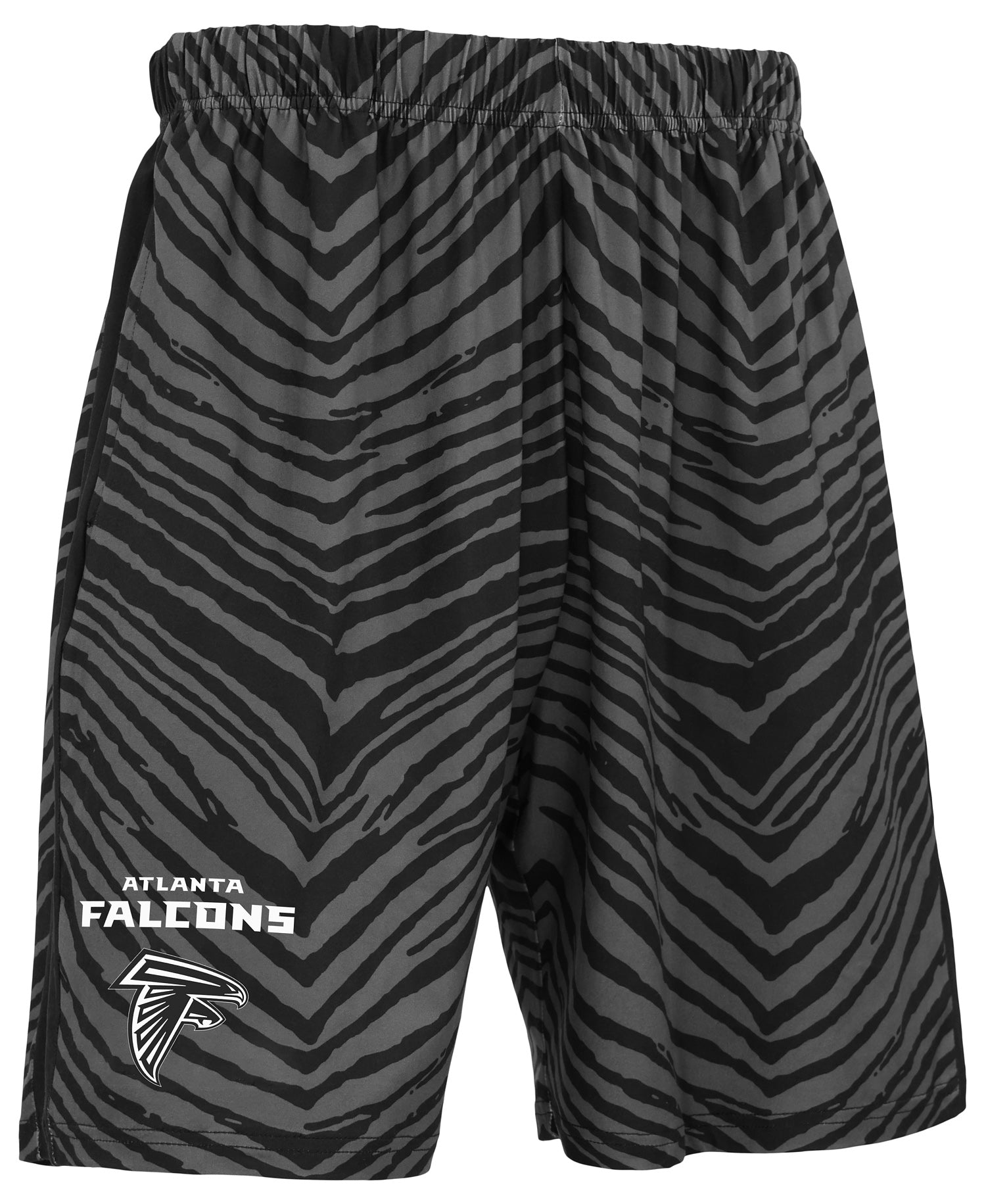 Zubaz NFL Men's 7in Zebra 2 Color Tonal Wordmark Stacked Shorts, Atlanta Falcons