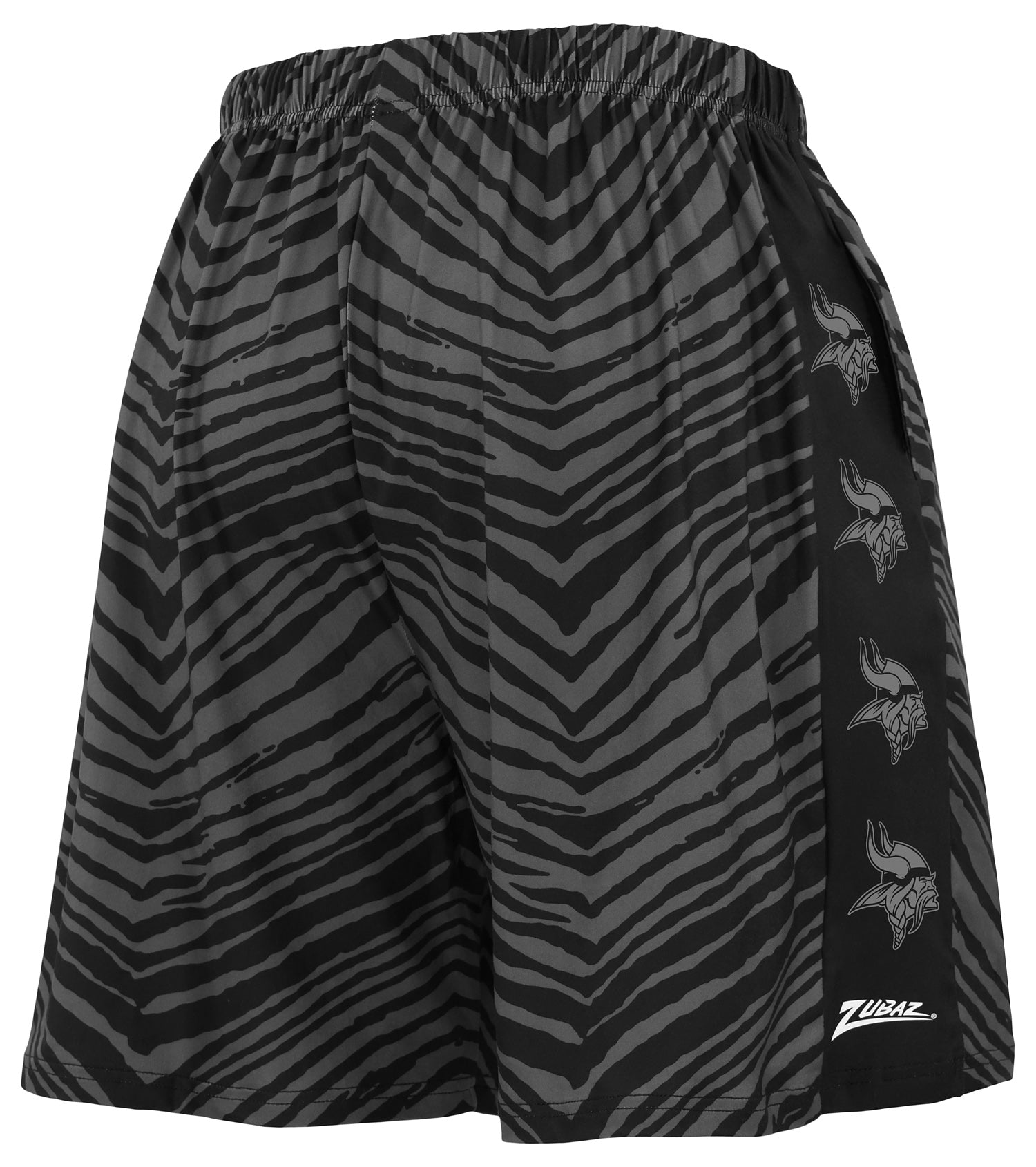Zubaz NFL Men's 7in Zebra 2 Color Tonal Wordmark Stacked Shorts, Minnesota Vikings