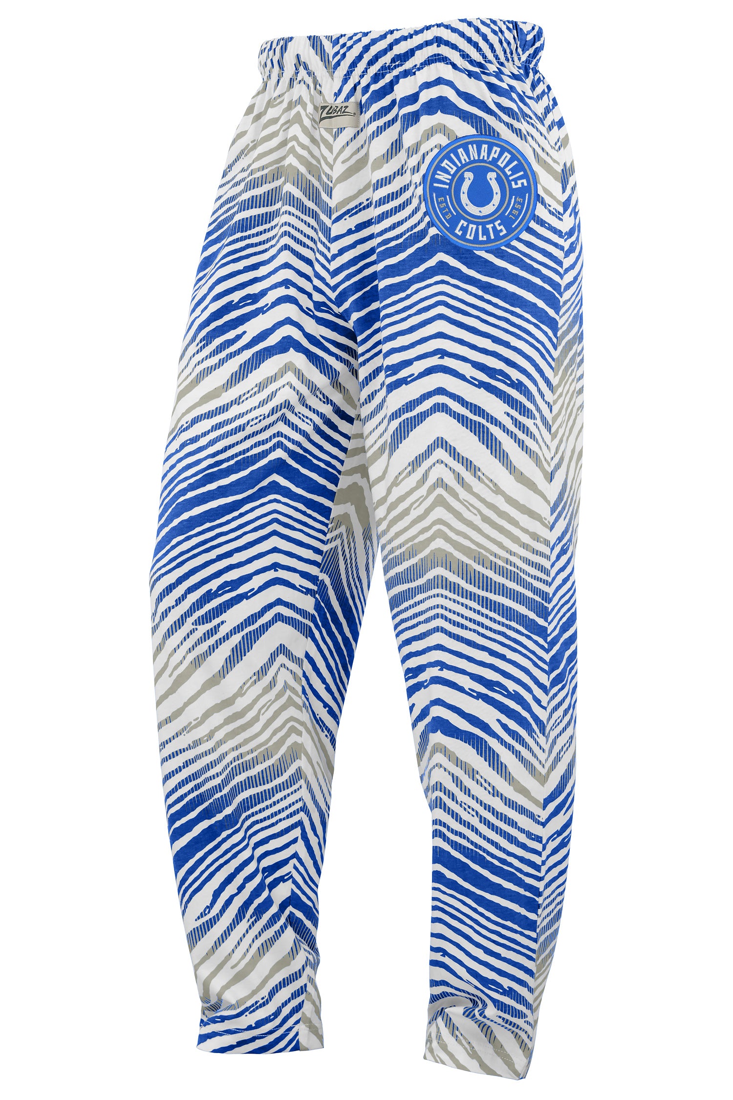 Zubaz NFL Adult Unisex Z88 Embroidered Zebra Ombre TMC Pants, Indianapolis Colts