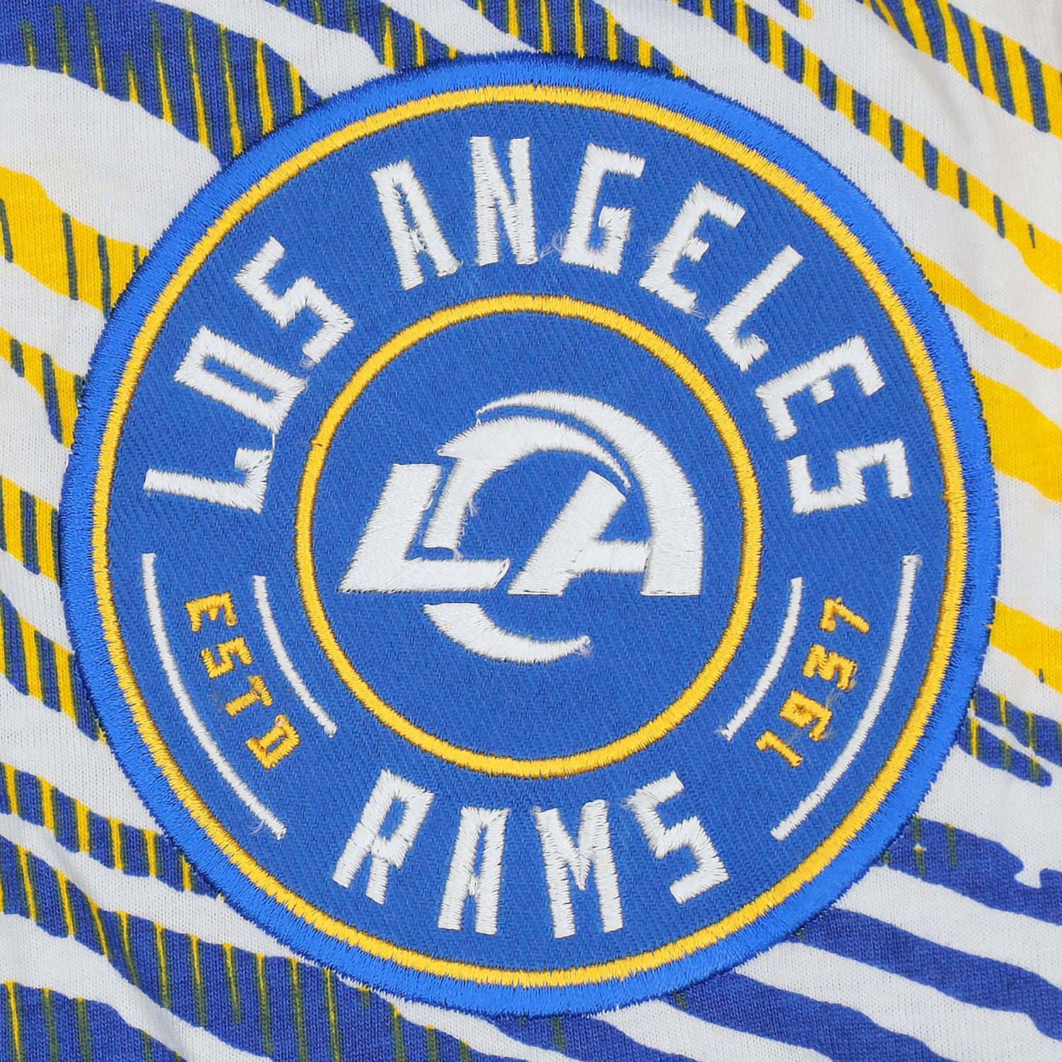 Zubaz NFL Adult Unisex Z88 Embroidered Zebra Ombre TMC Shorts, Los Angeles Rams