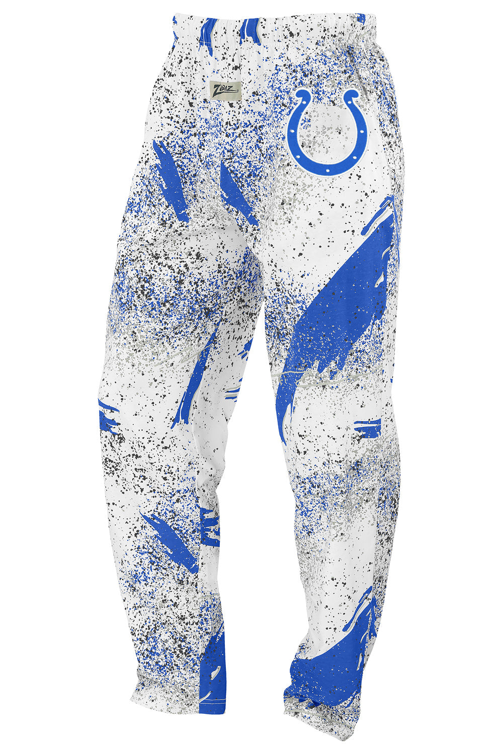 Zubaz NFL Adult Unisex Z88 Embroidered Confetti 3 Color Pants, Indianapolis Colts