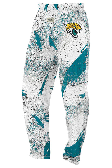 Zubaz NFL Adult Unisex Z88 Embroidered Confetti 3 Color Pants, Jacksonville Jaguars
