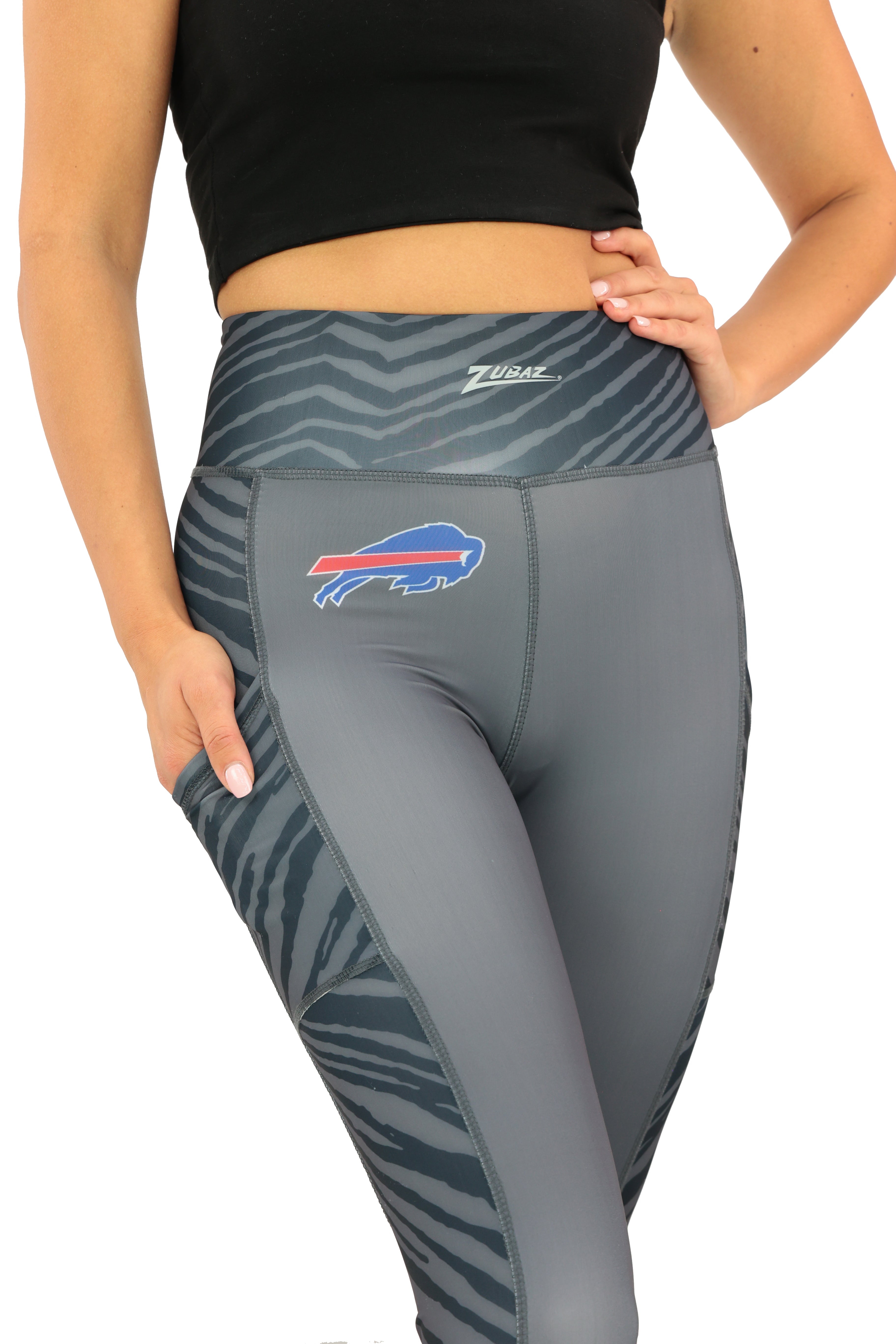 Zubaz NFL Women's Elevated Zebra Tonal Leggings, Buffalo Bills