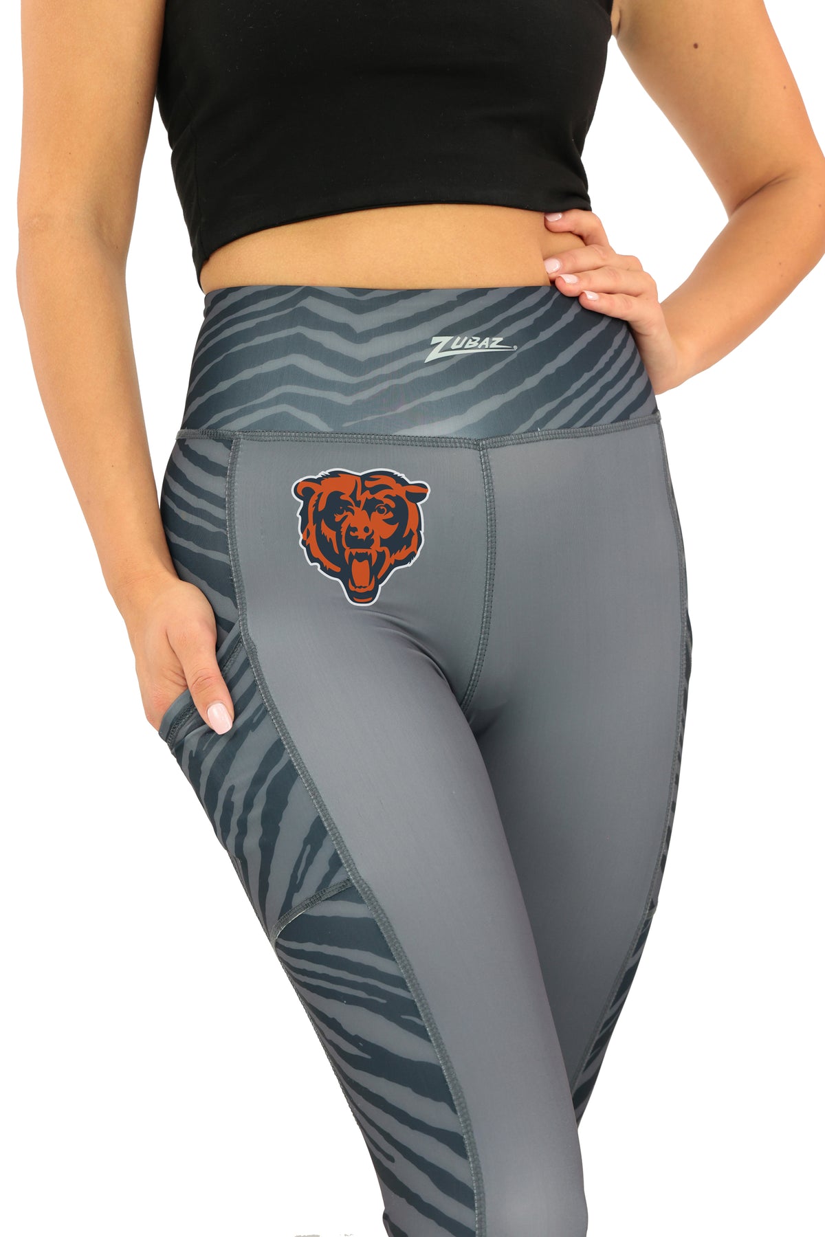 Zubaz NFL Women's Elevated Zebra Tonal Leggings, Chicago Bears - Official NFL Bears Zubaz Apparel (12 of 14)
