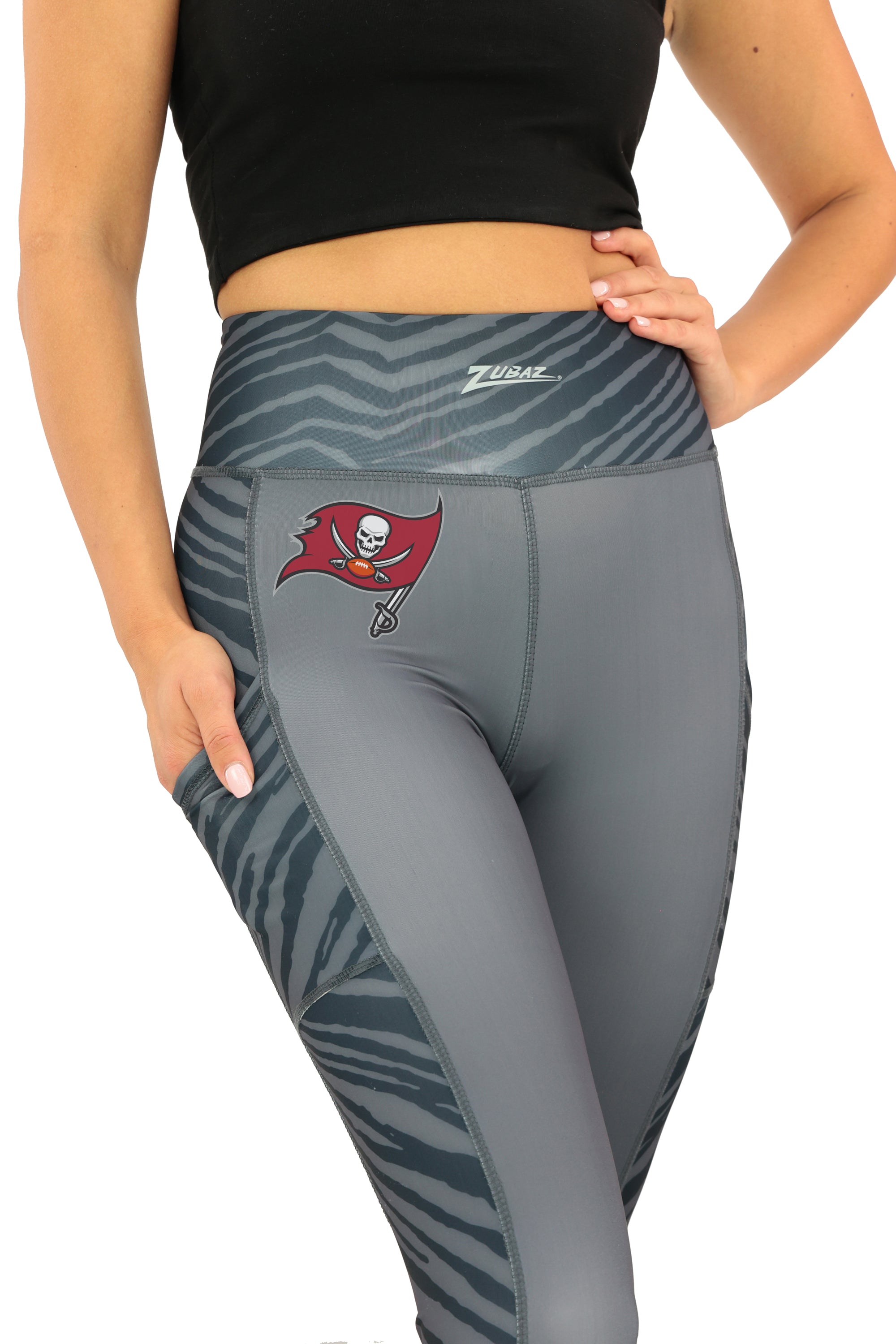 Zubaz NFL Women's Elevated Zebra Tonal Leggings, Tampa Bay Buccaneers