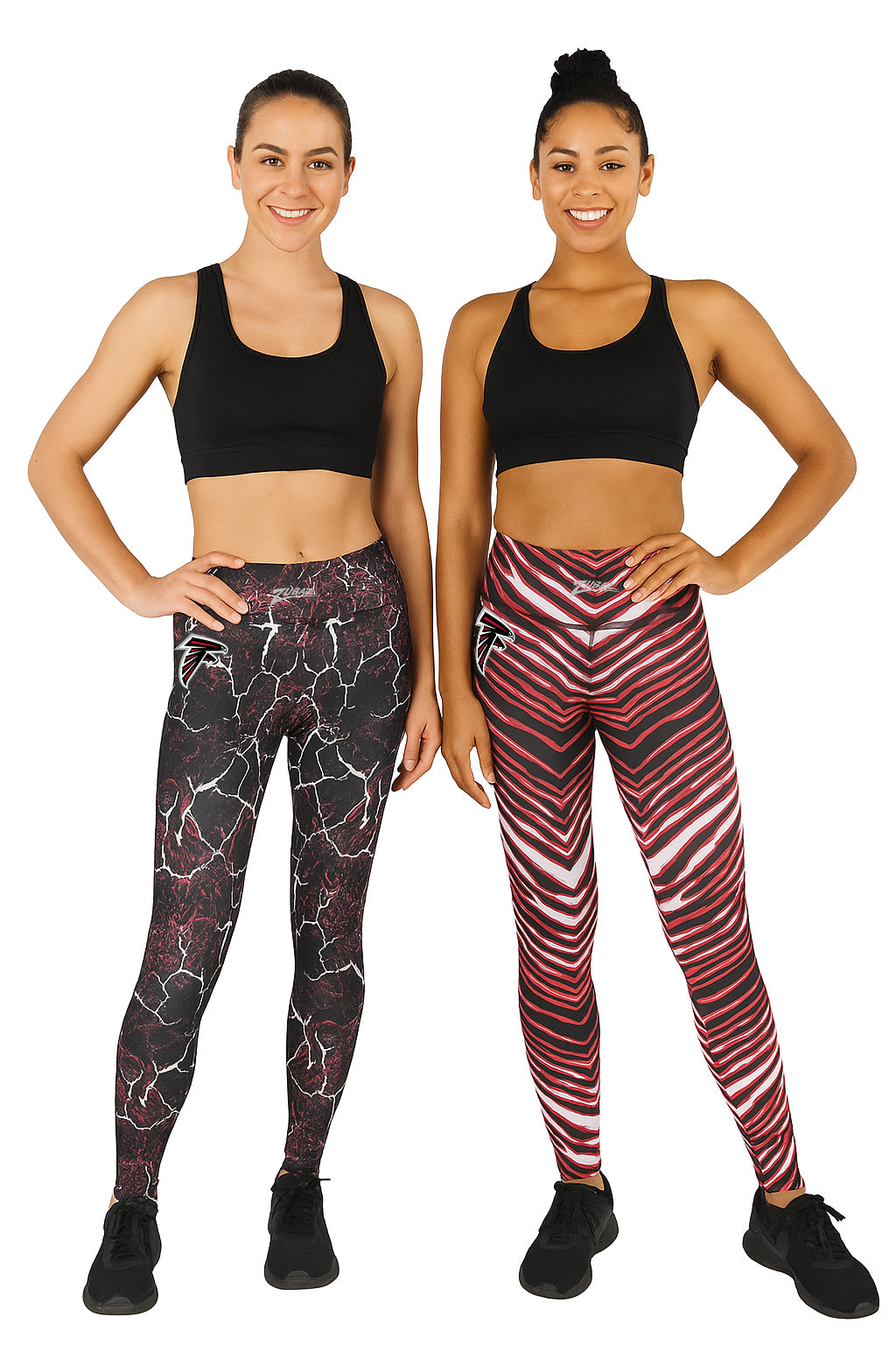 Zubaz NFL Women's 2 Pack Zebra 2 Color And Marble Leggings with Pimary Logo, Atlanta Falcons