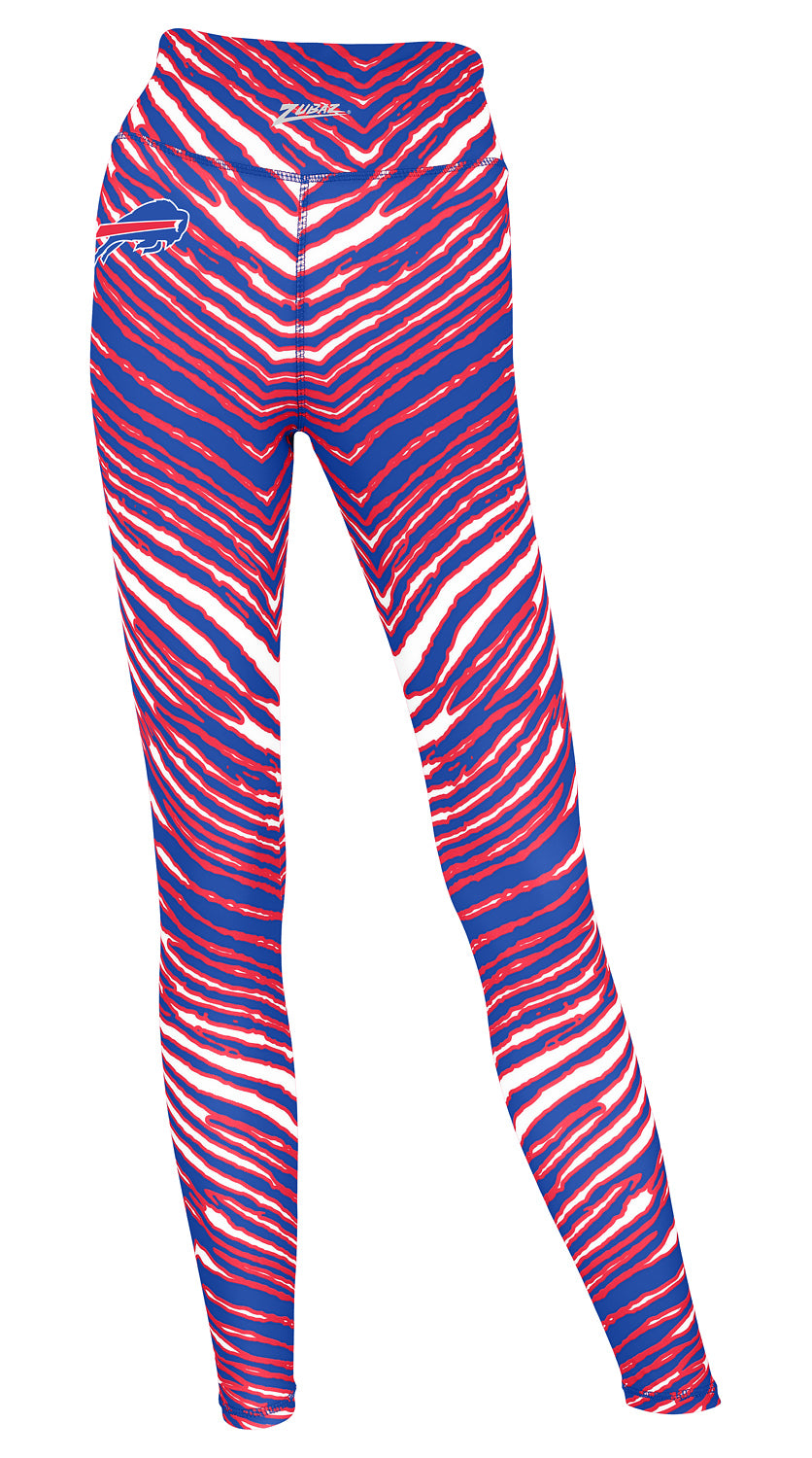 Zubaz NFL Women's 2 Pack Zebra 2 Color And Marble Leggings with Pimary Logo, Buffalo Bills