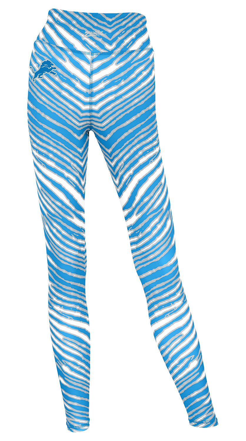 Zubaz NFL Women's 2 Pack Zebra 2 Color And Marble Leggings with Pimary Logo, Detroit Lions