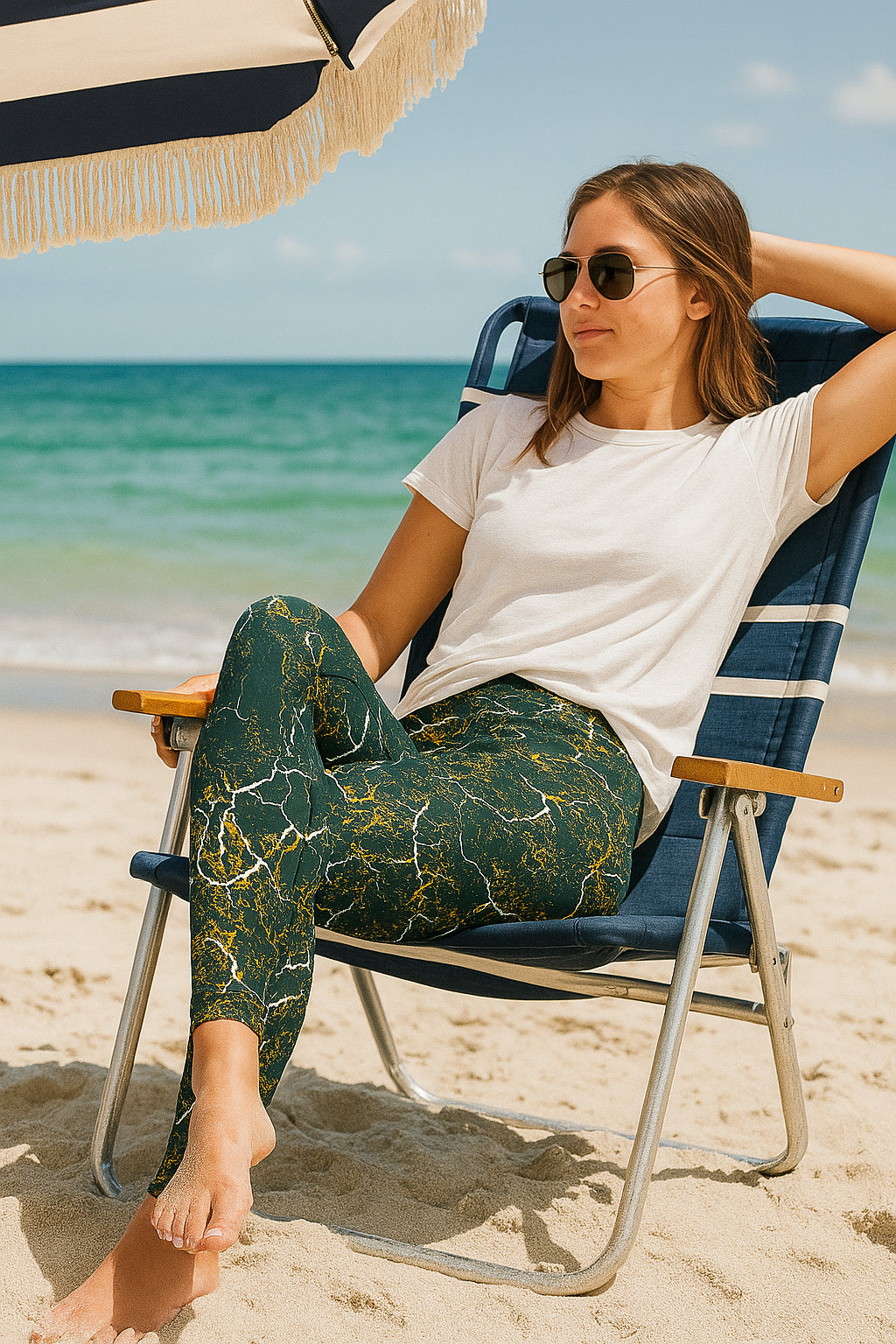 Zubaz NFL Women's 2 Pack Zebra 2 Color And Marble Leggings with Pimary Logo, Green Bay Packers