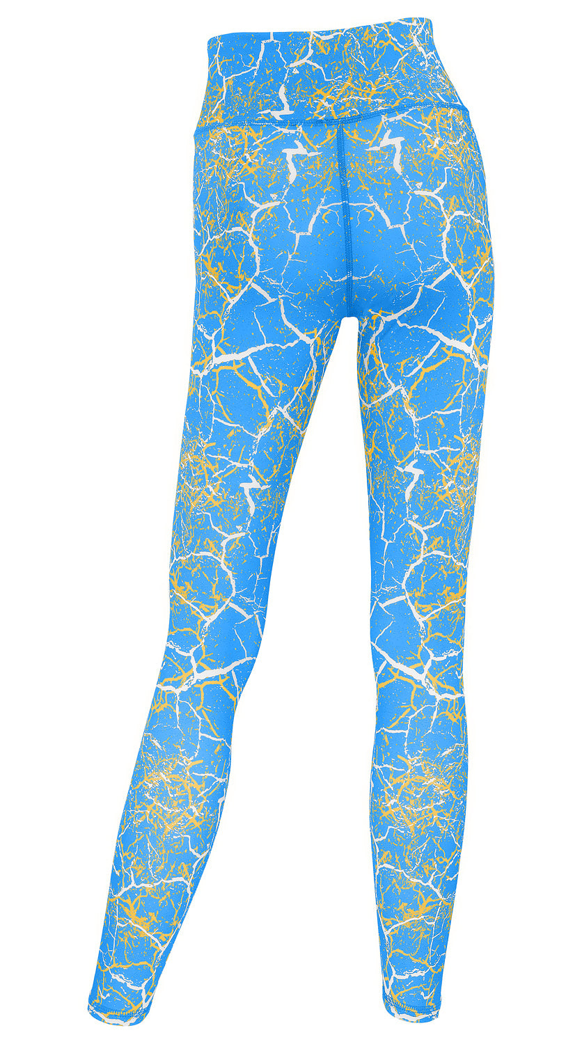 Zubaz NFL Women's 2 Pack Zebra 2 Color And Marble Leggings with Pimary Logo, Los Angeles Chargers - Official NFL Chargers Zub