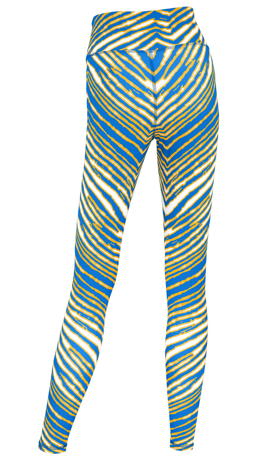 Zubaz NFL Women's 2 Pack Zebra 2 Color And Marble Leggings with Pimary Logo, Los Angeles Chargers - Official NFL Chargers Zub