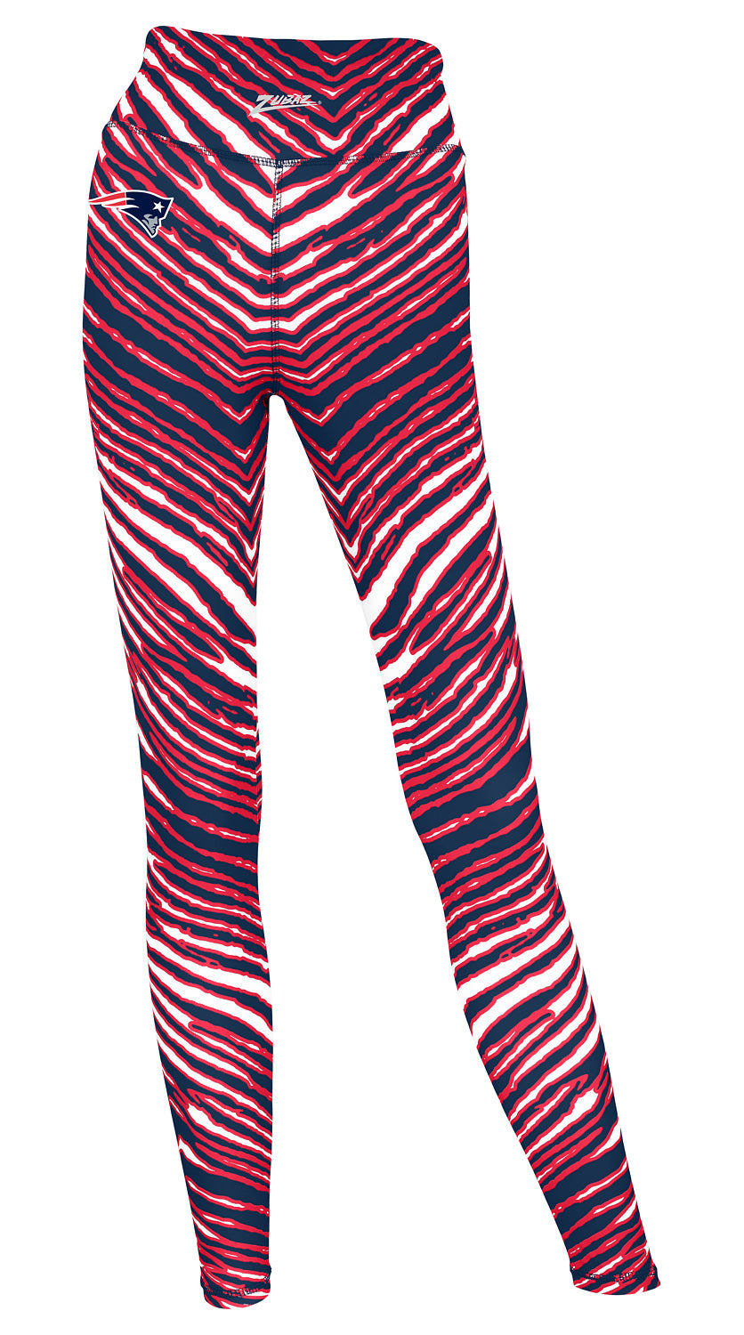 Zubaz NFL Women's 2 Pack Zebra 2 Color And Marble Leggings with Pimary Logo, New England Patriots - Official NFL Patriots Zub
