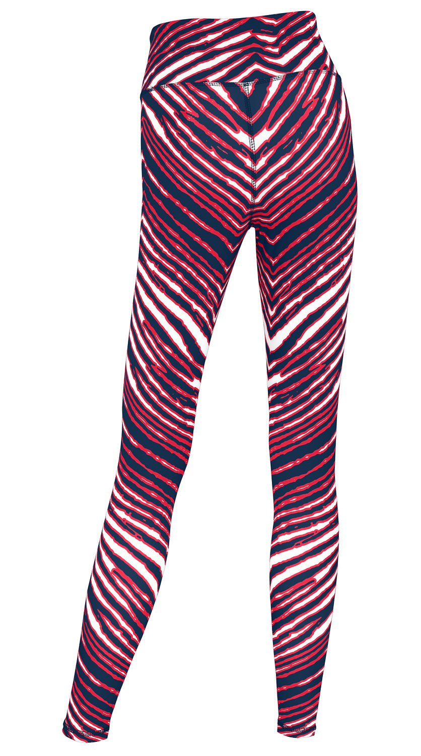 Zubaz NFL Women's 2 Pack Zebra 2 Color And Marble Leggings with Pimary Logo, New England Patriots - Official NFL Patriots Zub