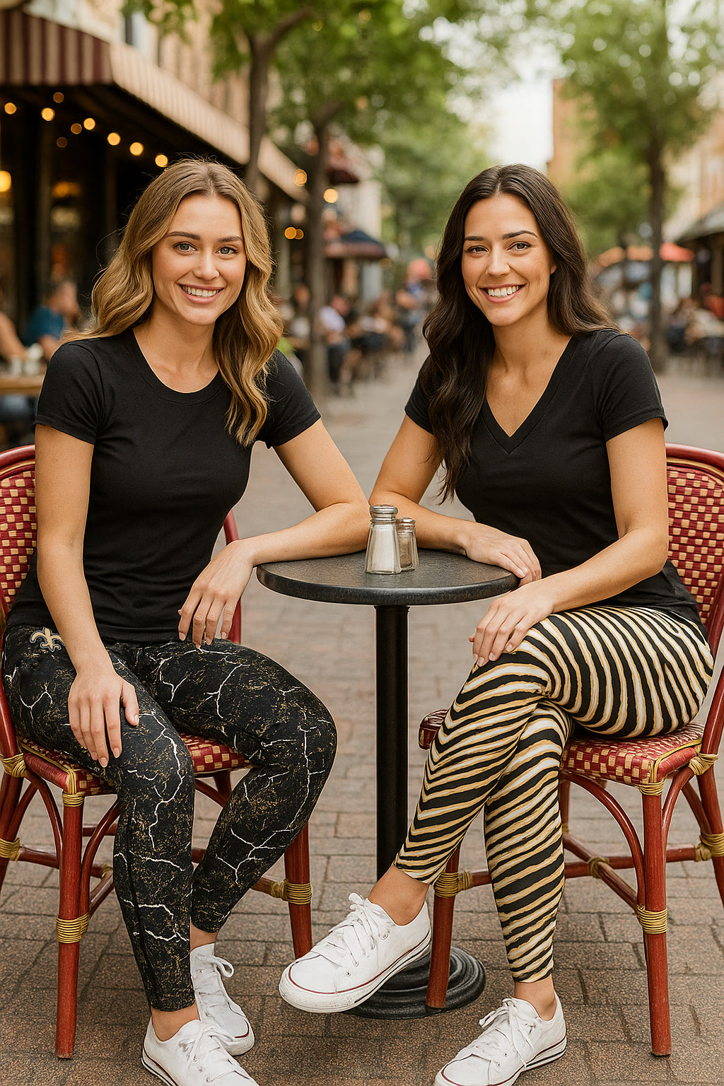 Zubaz NFL Women's 2 Pack Zebra 2 Color And Marble Leggings with Pimary Logo, New Orleans Saints