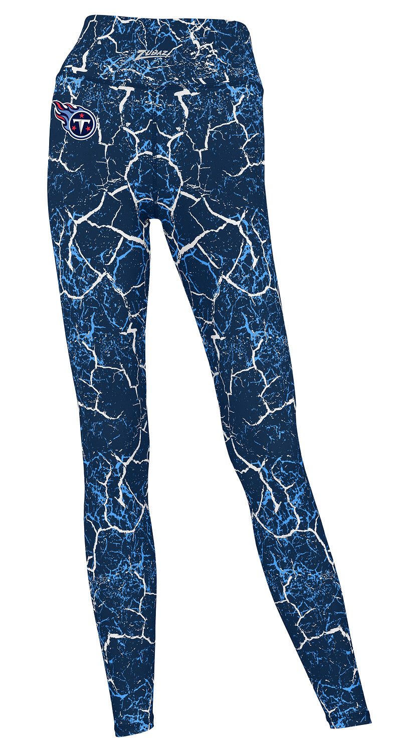 Zubaz NFL Women's 2 Pack Zebra 2 Color And Marble Leggings with Pimary Logo, Tennessee Titans