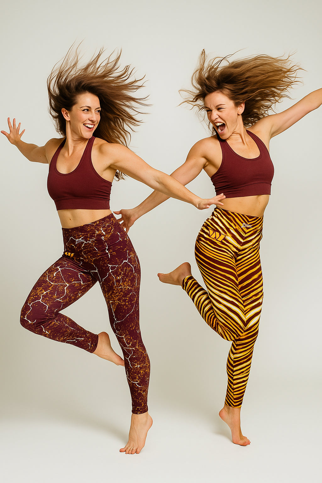 Zubaz NFL Women's 2 Pack Zebra 2 Color And Marble Leggings with Pimary Logo, Washington Commanders