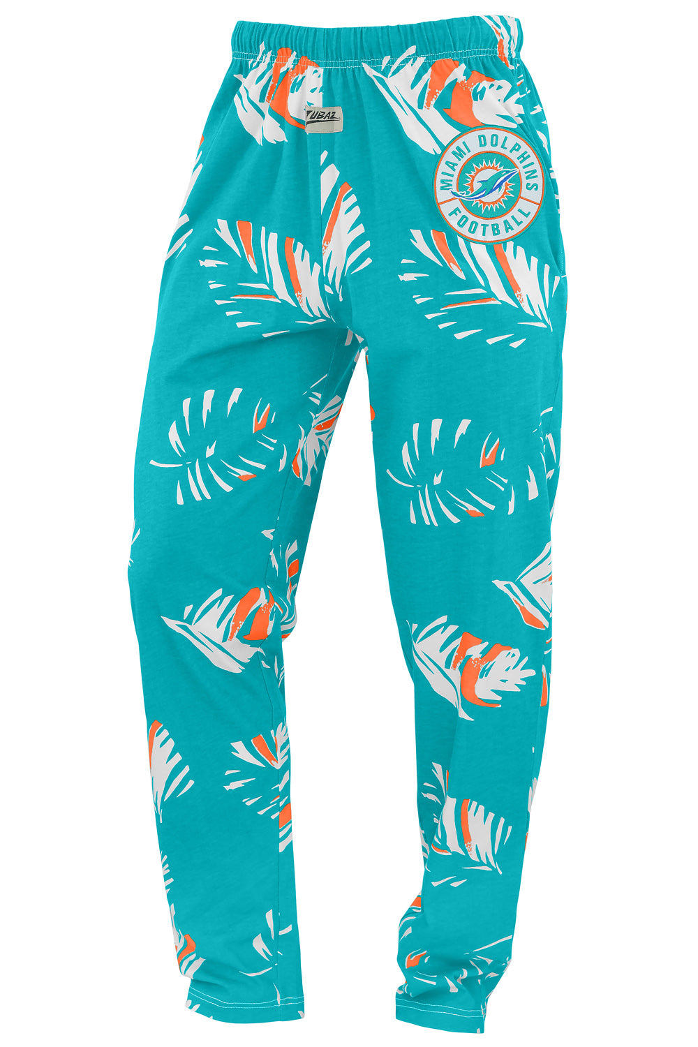 Zubaz NFL Adult Unisex Z88 Embroidered Leaf 3 Color Pants, Miami Dolph