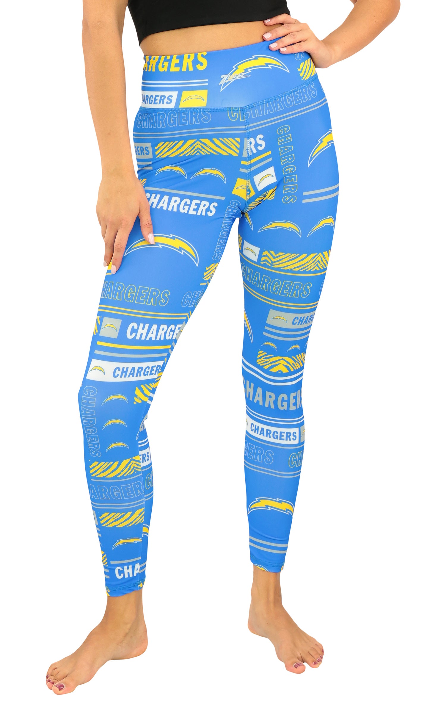 Zubaz NFL Women's Column Leggings, Los Angeles Chargers - Official NFL Chargers Zubaz Apparel