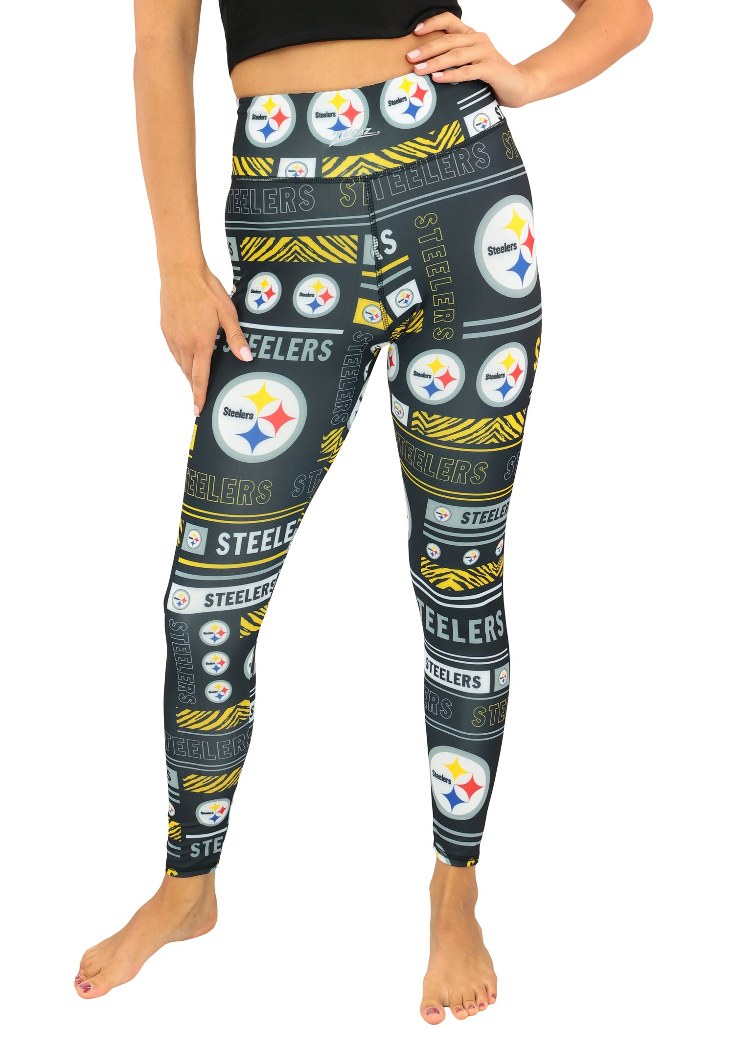 Zubaz NFL Women's Column Leggings, Pittsburgh Steelers - Official NFL Steelers Zubaz Apparel (1 of 4)
