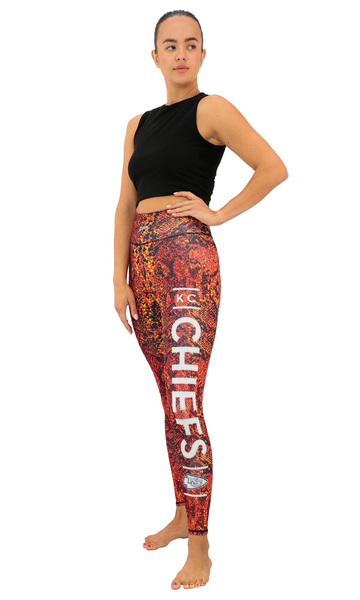 Zubaz NFL Women's Field Goal Primary Post Leggings, Kansas City Chiefs - Official NFL Chiefs Zubaz Apparel (3 of 4)